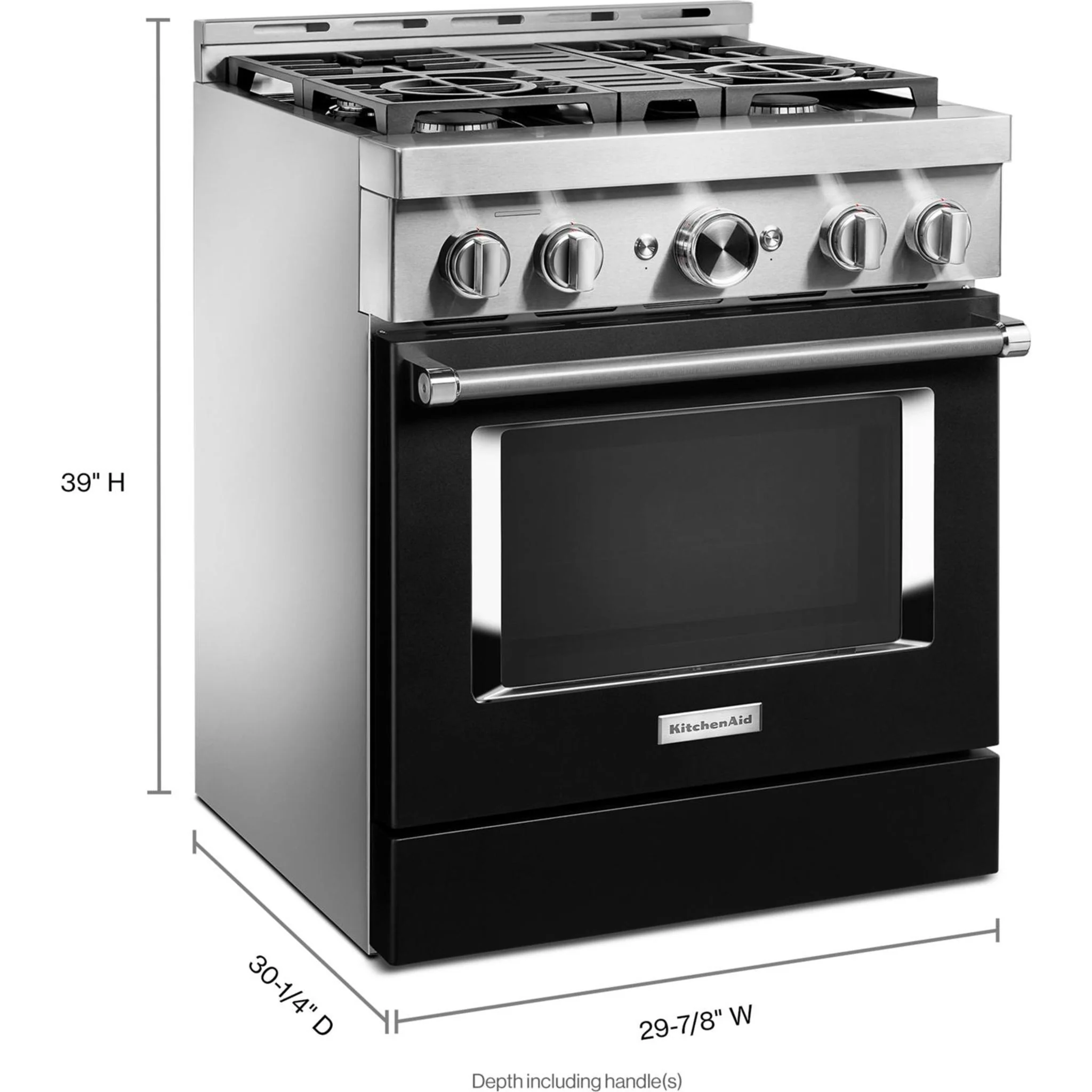 KitchenAid  30'' Smart Commercial-Style Gas Range with 4 Burners - Imperial Black (KFGC500JBK) - Image 4