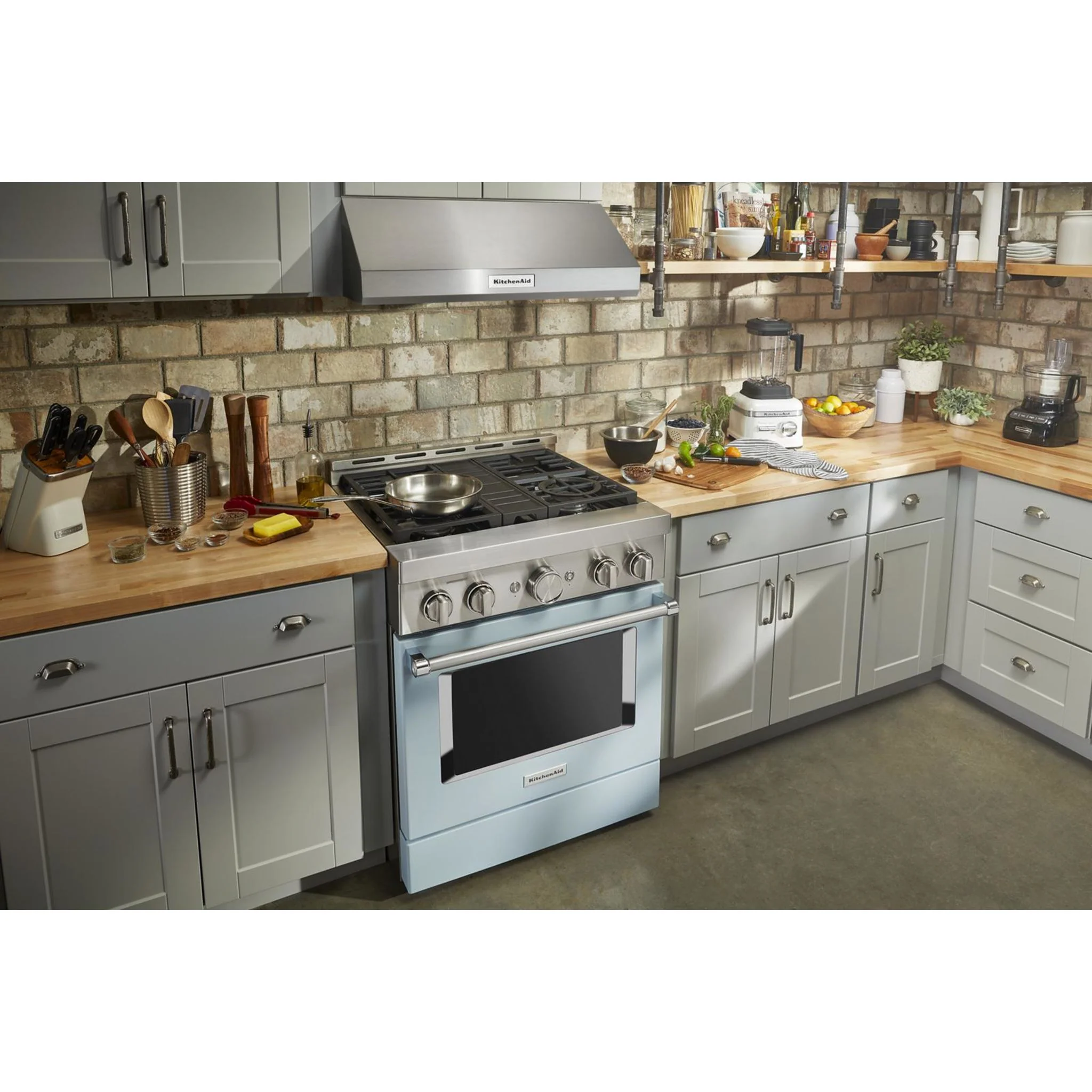 KitchenAid  30'' Smart Commercial-Style Gas Range with 4 Burners - Misty Blue (KFGC500JMB) - Image 31