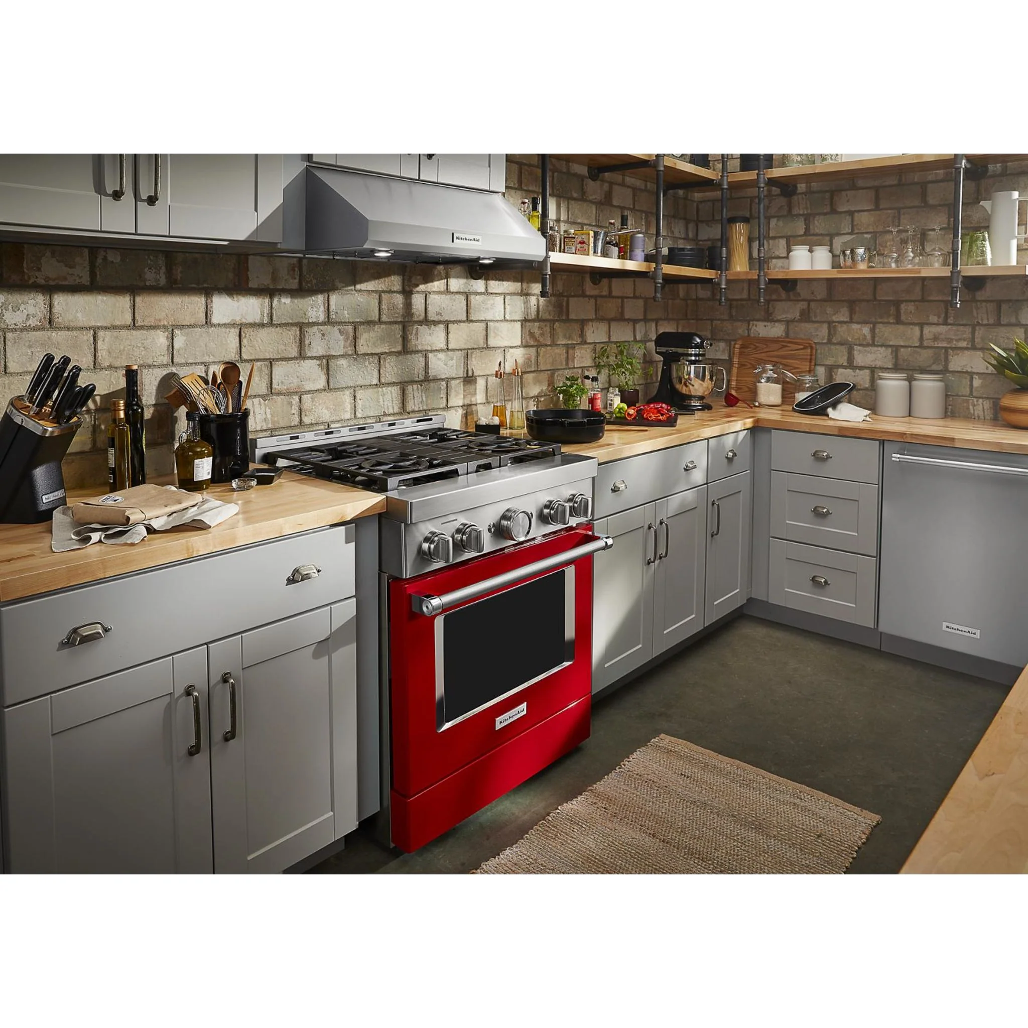 KitchenAid  30'' Smart Commercial-Style Gas Range with 4 Burners - Passion Red (KFGC500JPA) - Image 10