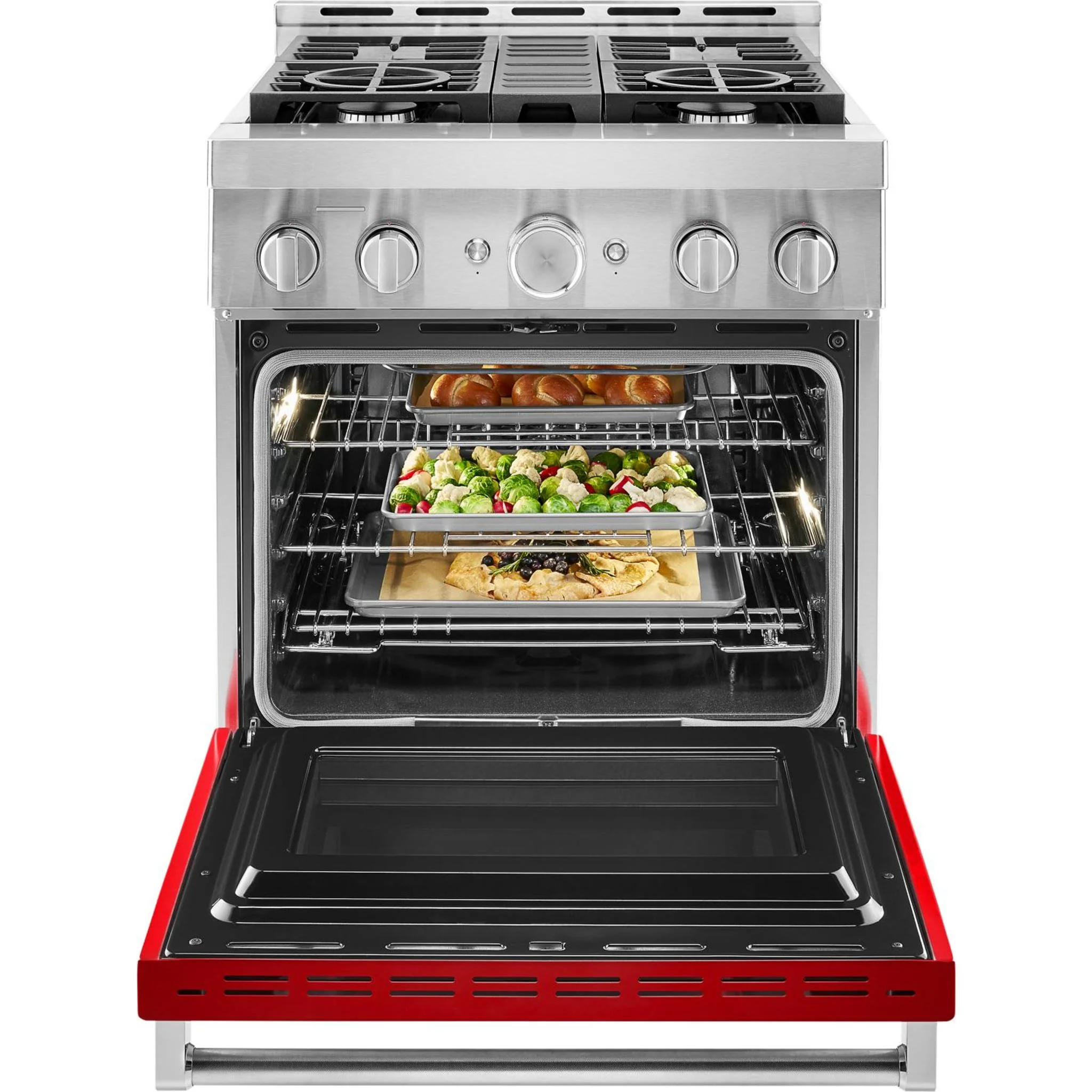 KitchenAid  30'' Smart Commercial-Style Gas Range with 4 Burners - Passion Red (KFGC500JPA) - Image 12