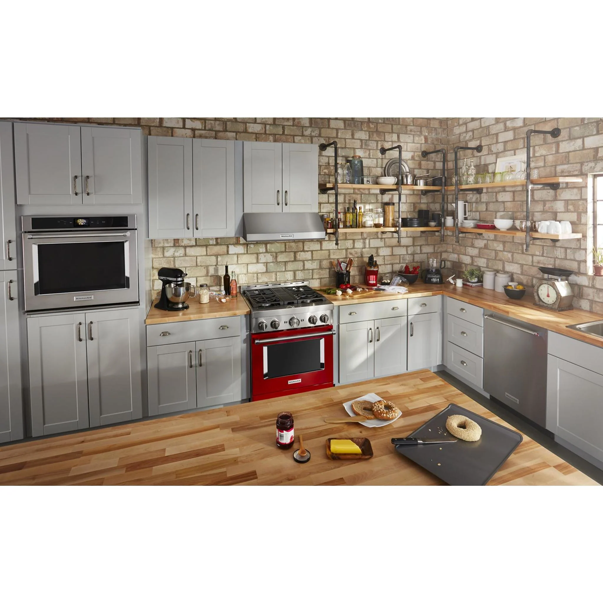 KitchenAid  30'' Smart Commercial-Style Gas Range with 4 Burners - Passion Red (KFGC500JPA) - Image 13