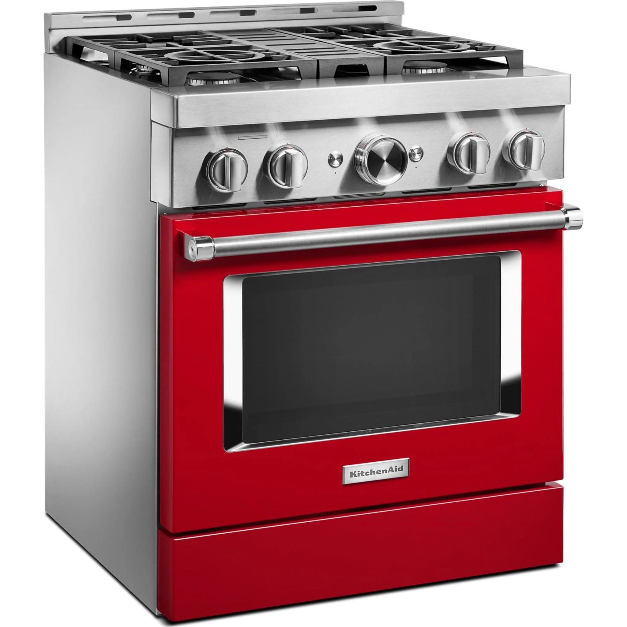 KitchenAid  30'' Smart Commercial-Style Gas Range with 4 Burners - Passion Red (KFGC500JPA) - Image 5