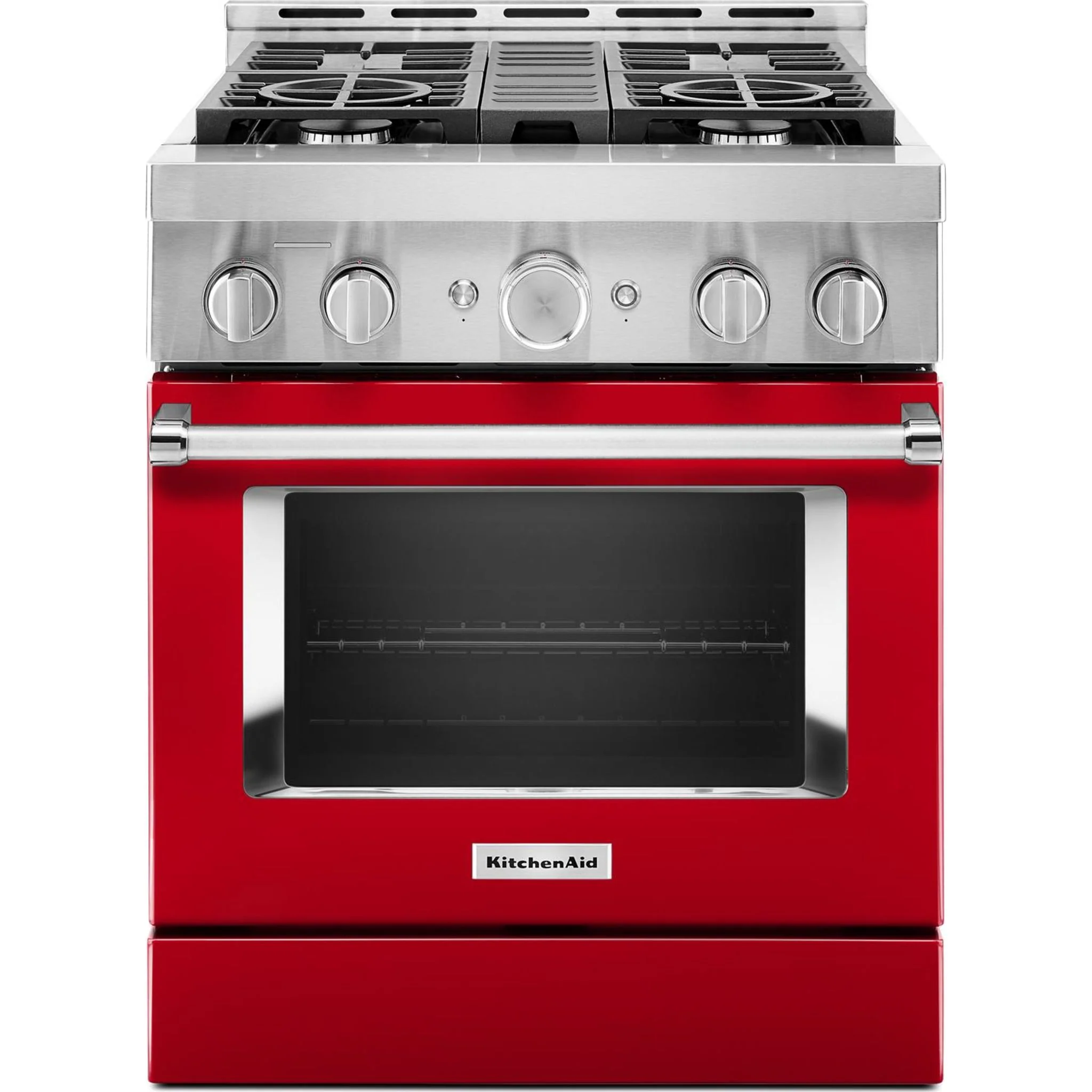 KitchenAid  30'' Smart Commercial-Style Gas Range with 4 Burners - Passion Red (KFGC500JPA) - Image 6