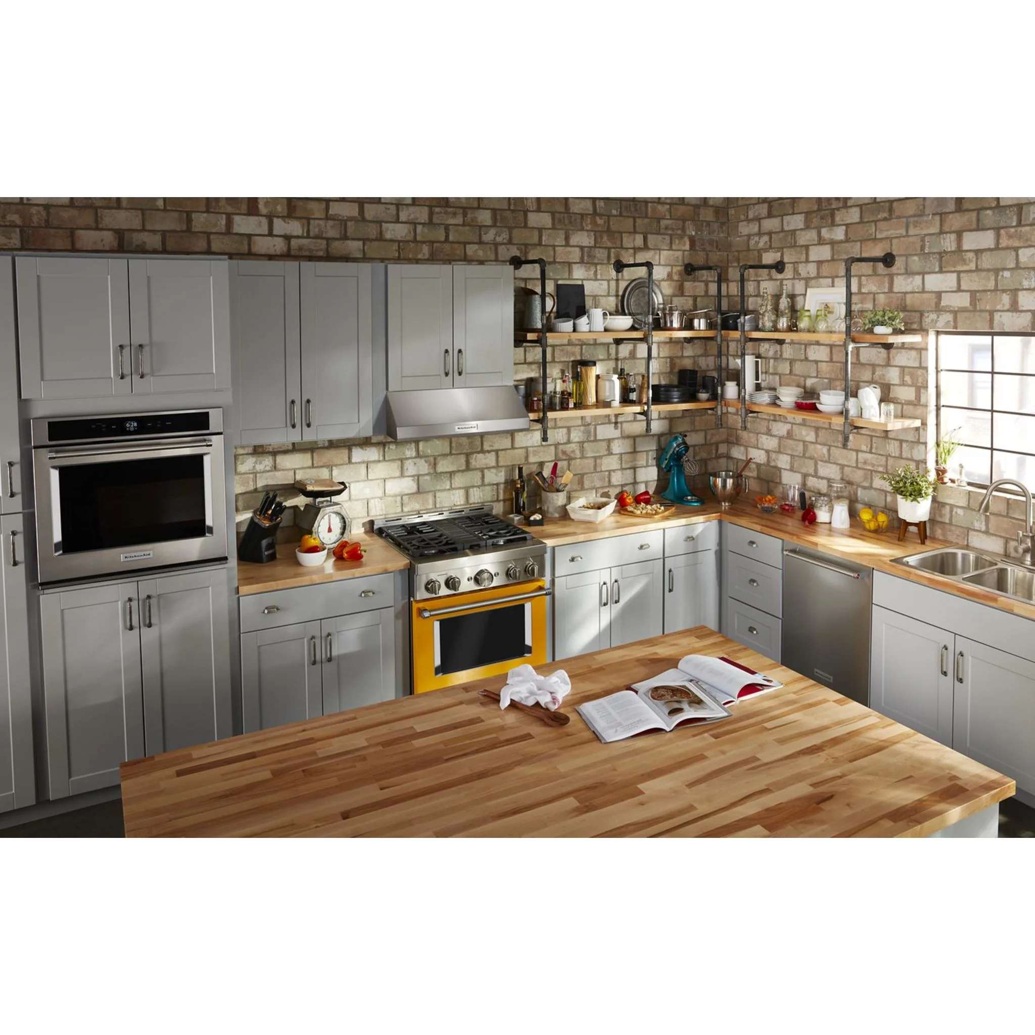 KitchenAid  30'' Smart Commercial-Style Gas Range with 4 Burners - Yellow Pepper (KFGC500JYP) - Image 13