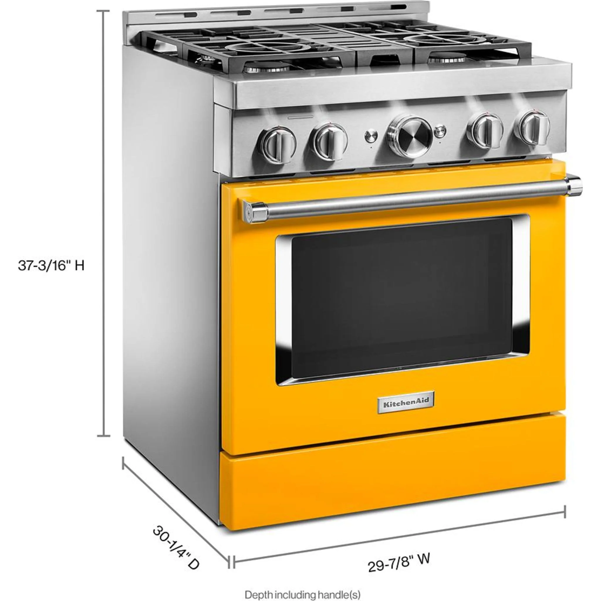 KitchenAid  30'' Smart Commercial-Style Gas Range with 4 Burners - Yellow Pepper (KFGC500JYP) - Image 2