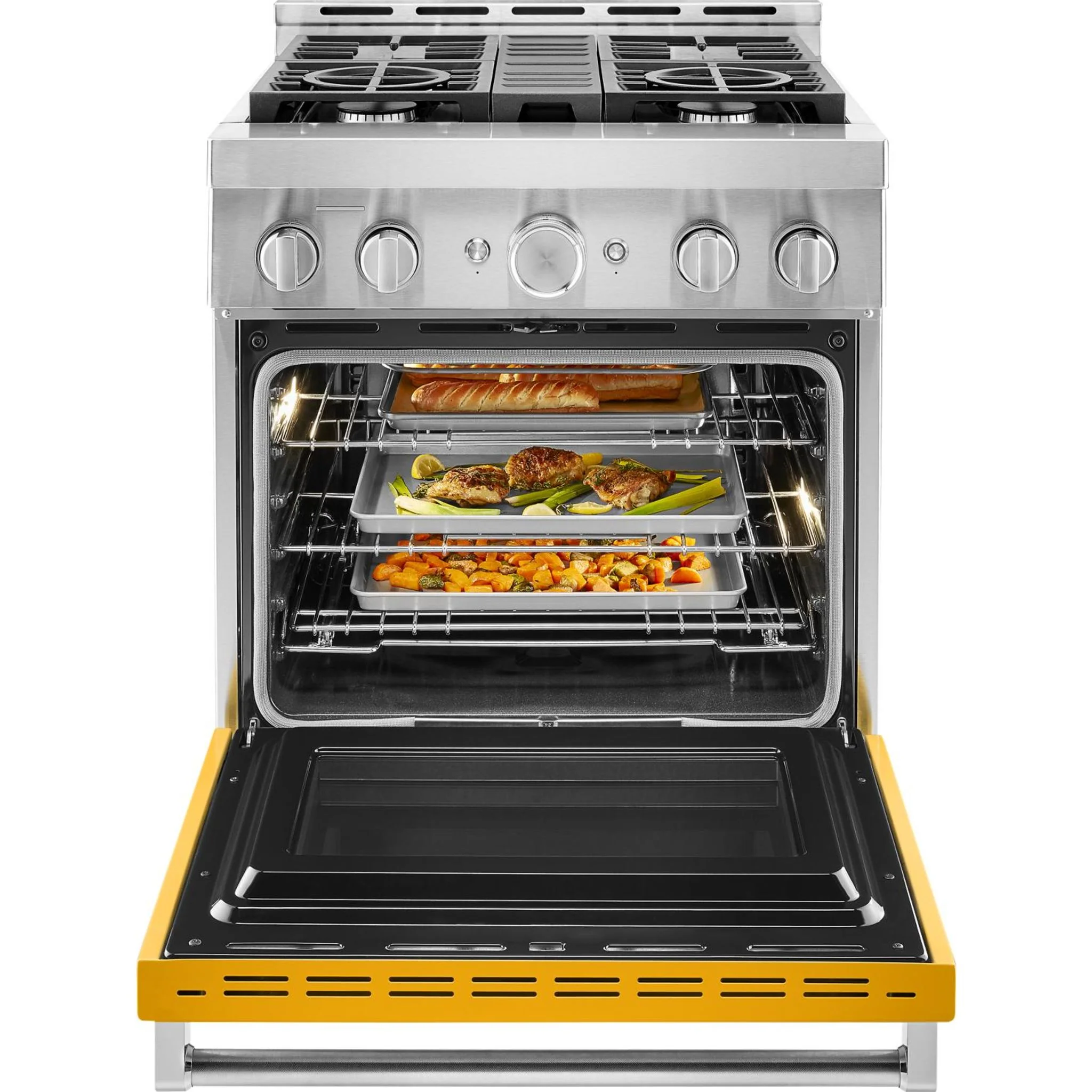 KitchenAid  30'' Smart Commercial-Style Gas Range with 4 Burners - Yellow Pepper (KFGC500JYP) - Image 26