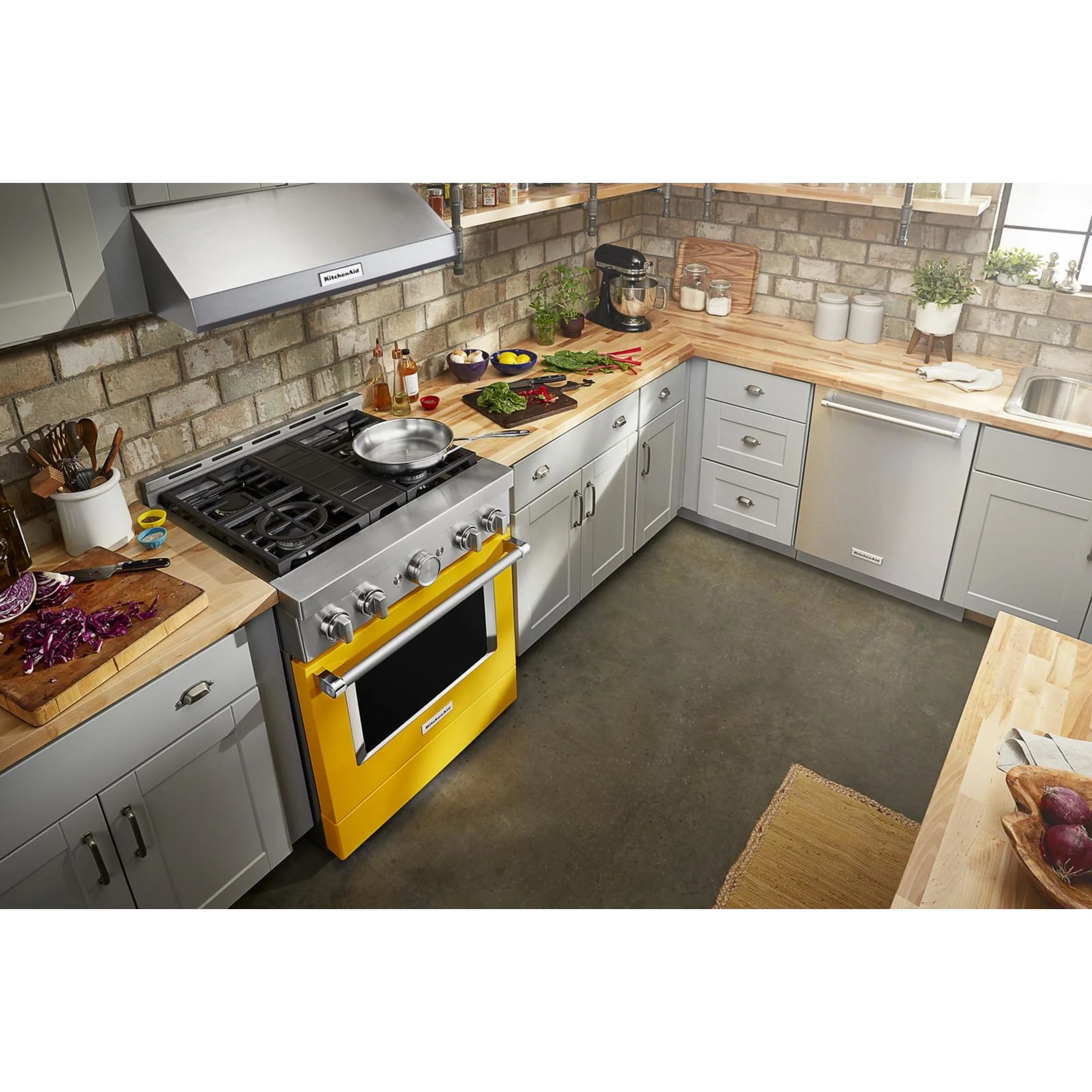 KitchenAid  30'' Smart Commercial-Style Gas Range with 4 Burners - Yellow Pepper (KFGC500JYP) - Image 28