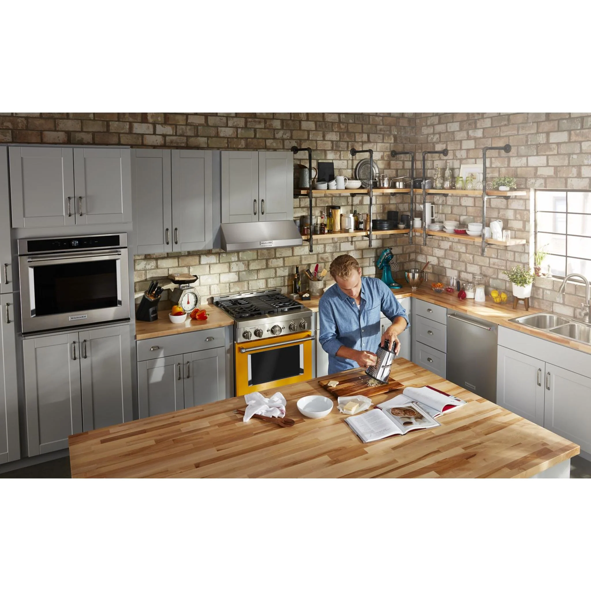 KitchenAid  30'' Smart Commercial-Style Gas Range with 4 Burners - Yellow Pepper (KFGC500JYP) - Image 36