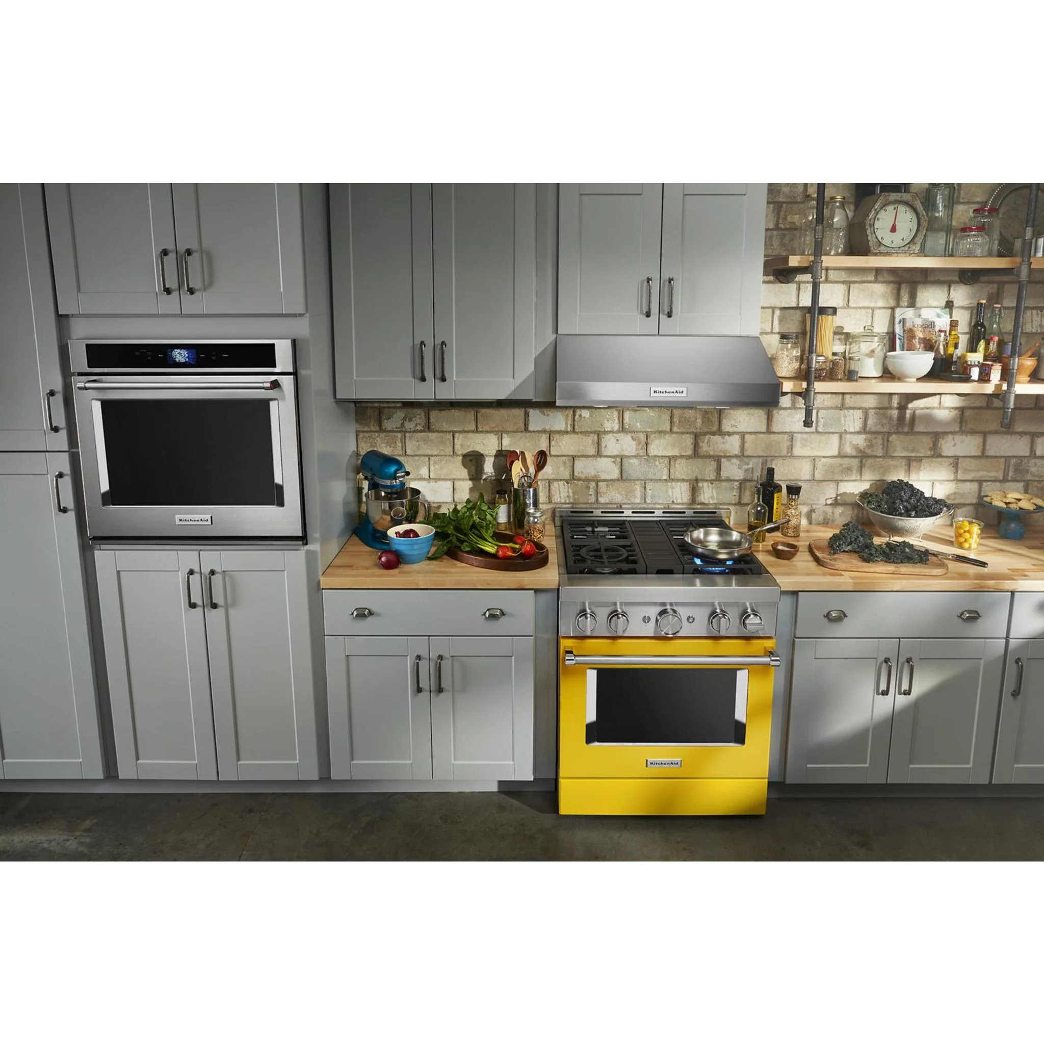 KitchenAid  30'' Smart Commercial-Style Gas Range with 4 Burners - Yellow Pepper (KFGC500JYP) - Image 5