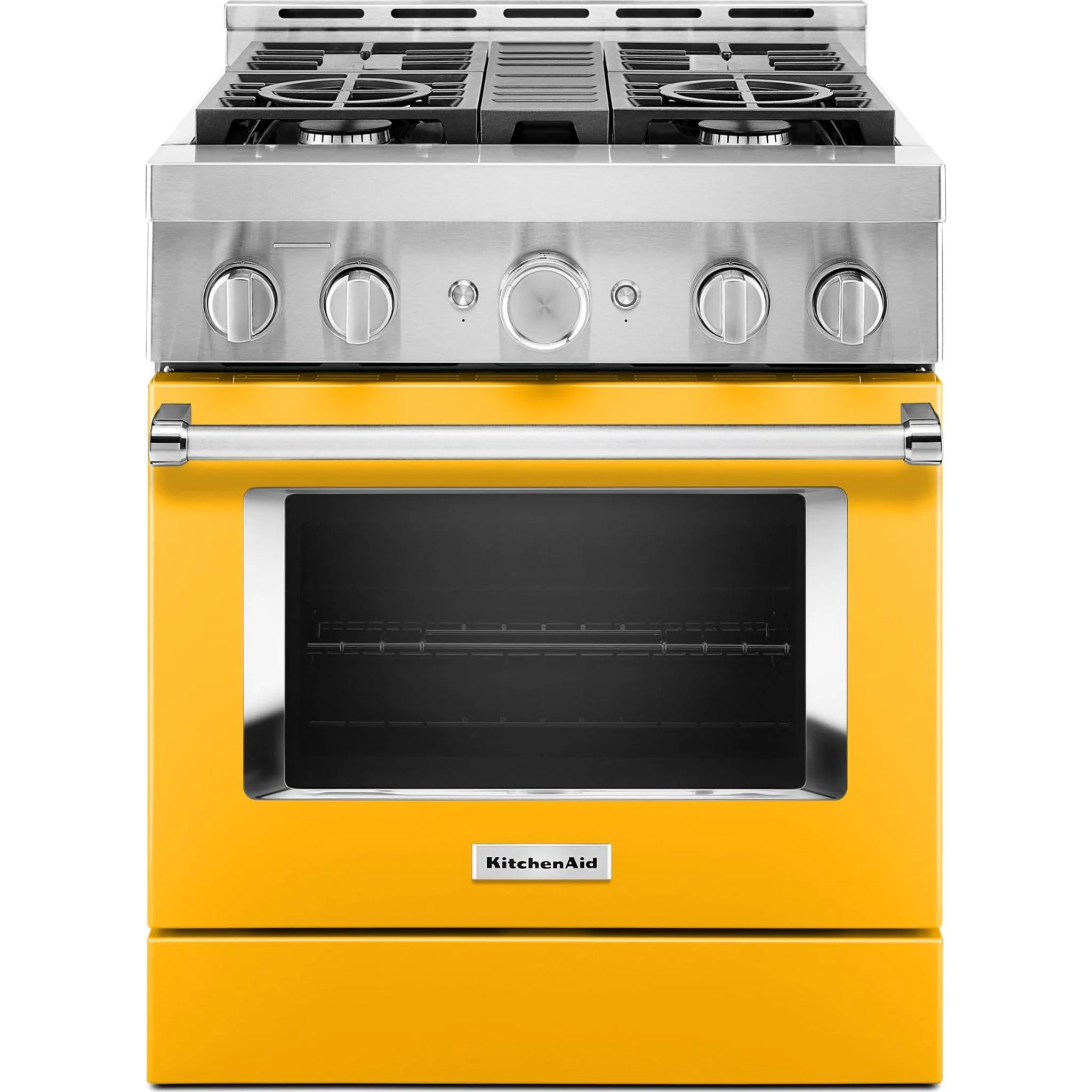 KitchenAid  30'' Smart Commercial-Style Gas Range with 4 Burners - Yellow Pepper (KFGC500JYP) - Image 9