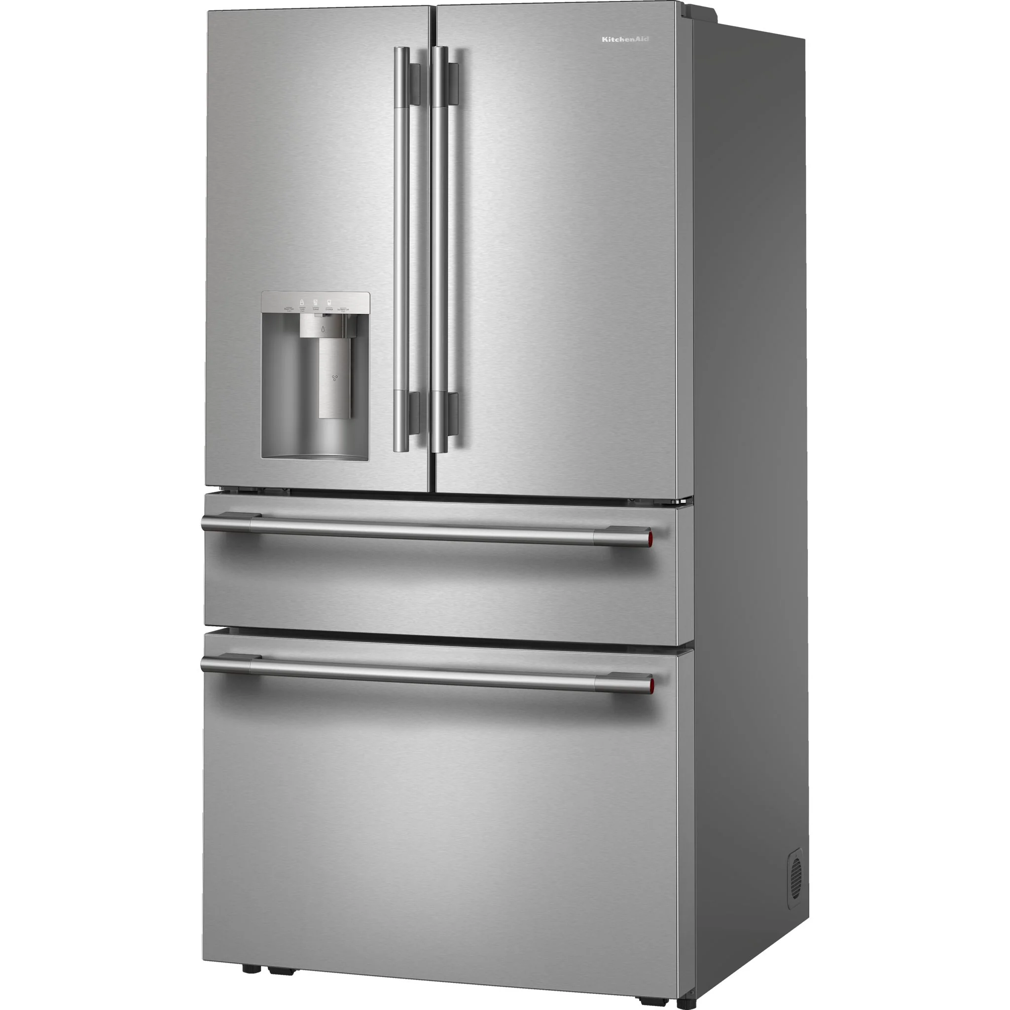 KitchenAid 29 cu. ft. French Door Refrigerator with Exterior Water and Ice and FreshChillFull-Width Refrigerated Drawer -PrintShield Stainless (KRMF436SPS) - Image 4