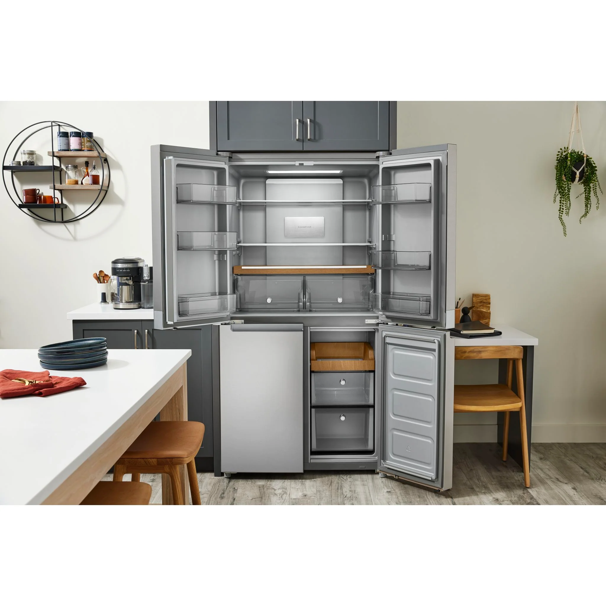 KitchenAid 19.4 cu. ft. 36-inch wide Counter-Depth 4-Door Refrigerator with PrintShieldFinish -PrintShield™ Stainless Finish (KRQC506MPS) - Image 10