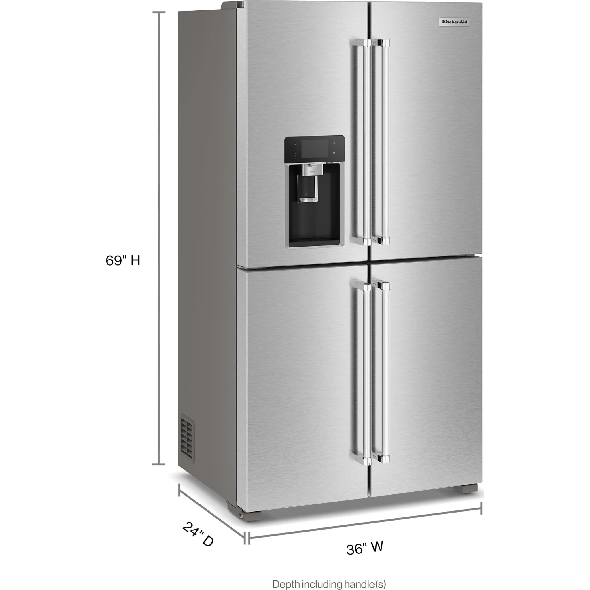 KitchenAid 36" Counter-Depth 19.4 Cu Ft 4-Door Refrigerator with Flexible Temperature Zone -Fingerprint Resistant Stainless Steel (KRQC736RPS) - Image 2