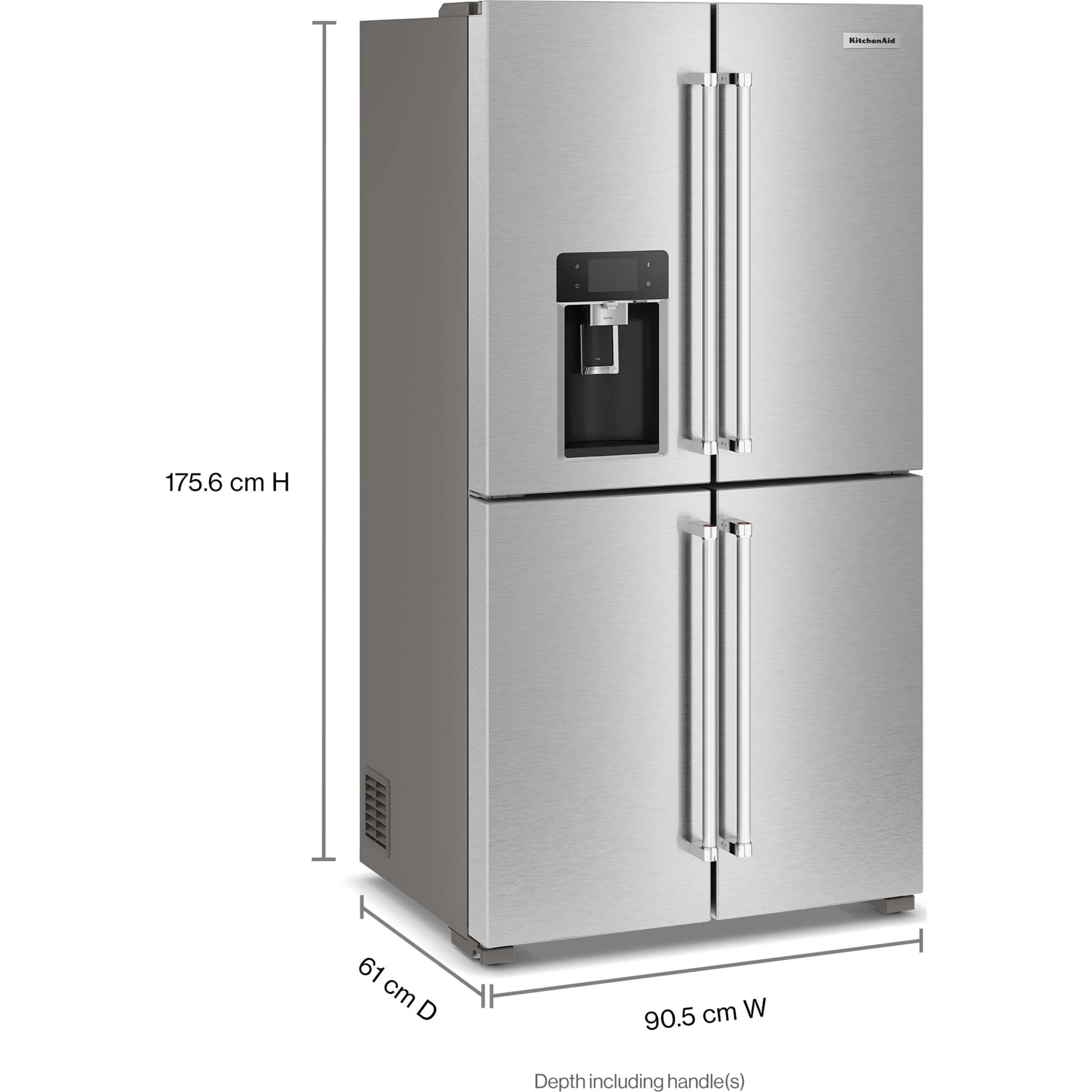 KitchenAid 36" Counter-Depth 19.4 Cu Ft 4-Door Refrigerator with Flexible Temperature Zone -Fingerprint Resistant Stainless Steel (KRQC736RPS) - Image 3