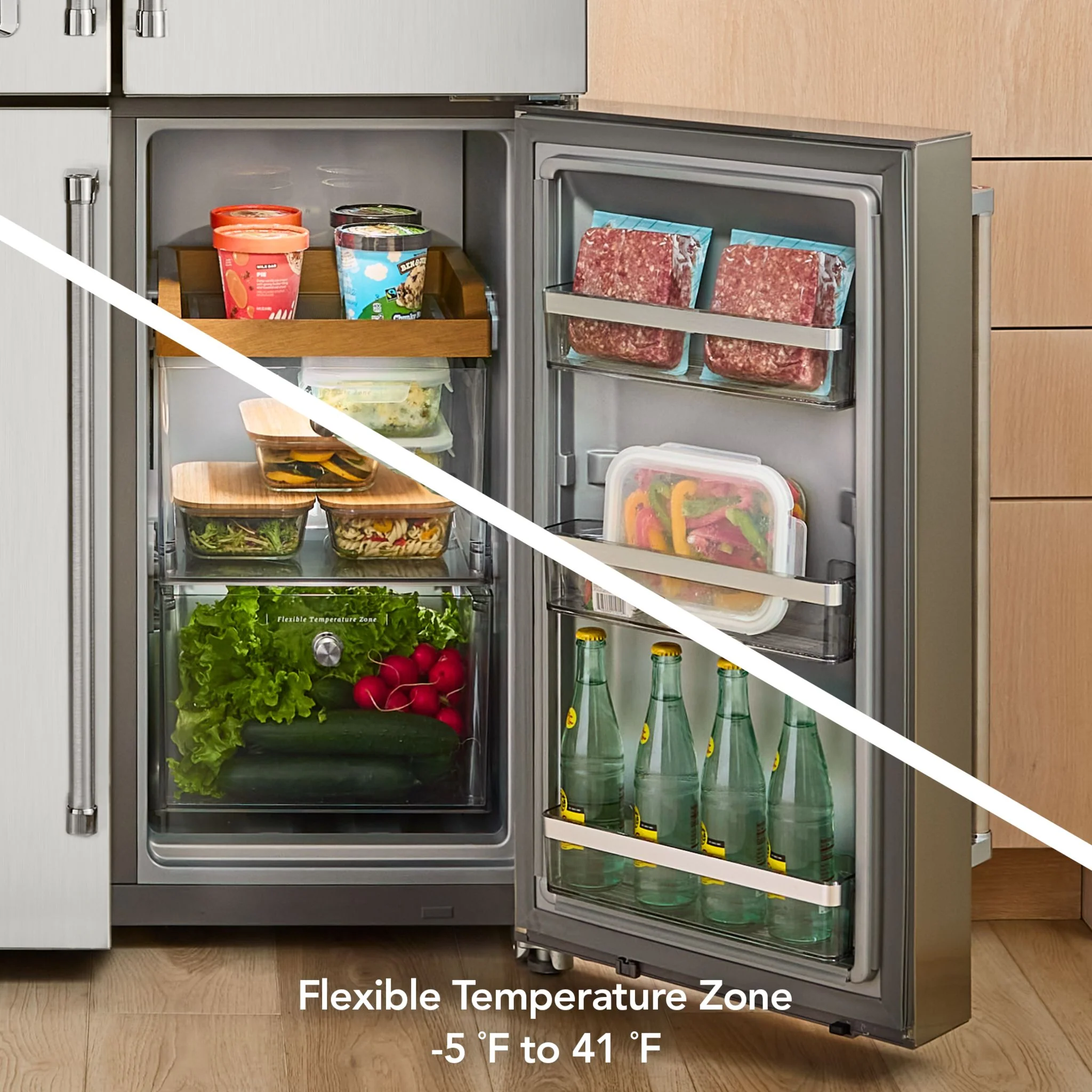 KitchenAid 36" Counter-Depth 19.4 Cu Ft 4-Door Refrigerator with Flexible Temperature Zone -Fingerprint Resistant Stainless Steel (KRQC736RPS) - Image 6