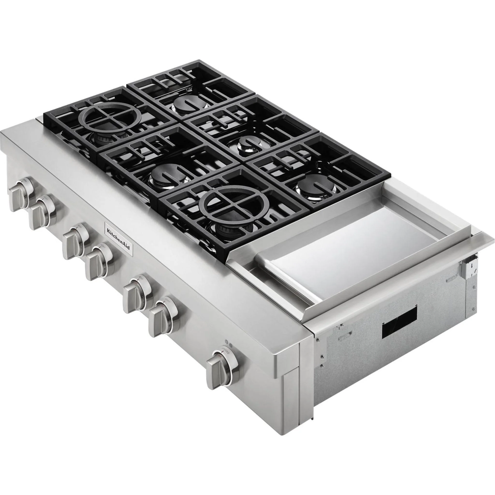 KitchenAid 48'' 6-Burner Commercial-Style Gas Rangetop with Griddle -Stainless Steel (KCGC558JSS) - Image 14