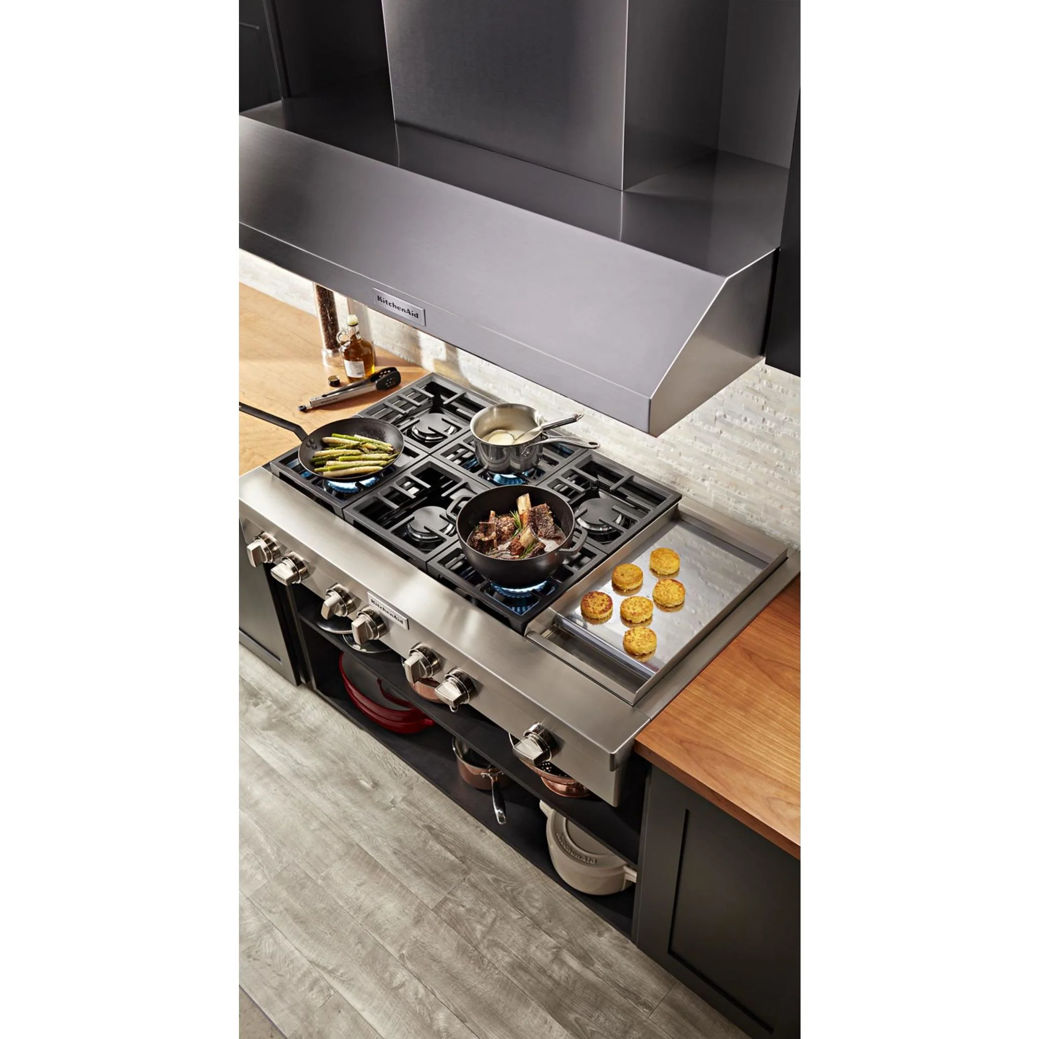 KitchenAid 48'' 6-Burner Commercial-Style Gas Rangetop with Griddle -Stainless Steel (KCGC558JSS) - Image 30