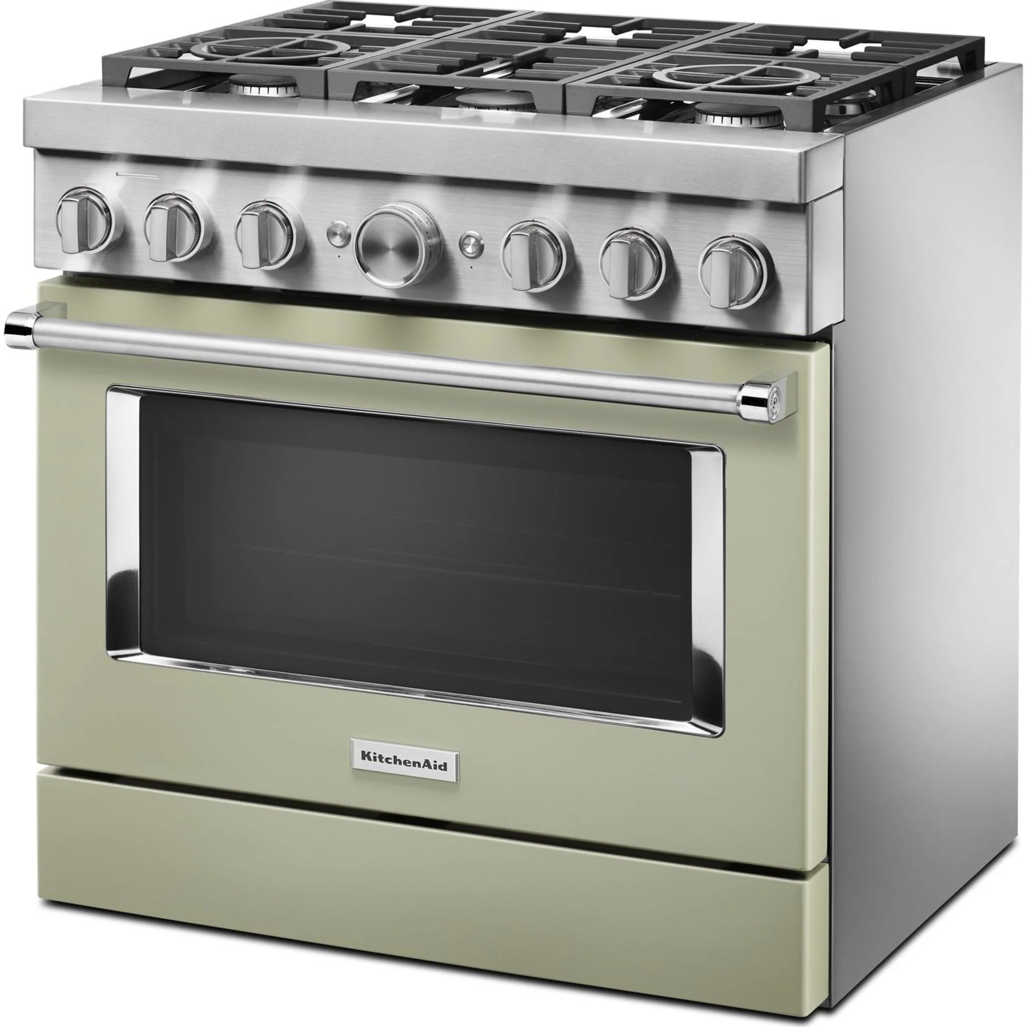 KitchenAid  36'' Smart Commercial-Style Dual Fuel Range with 6 Burners - Avocado Cream (KFDC506JAV) - Image 14