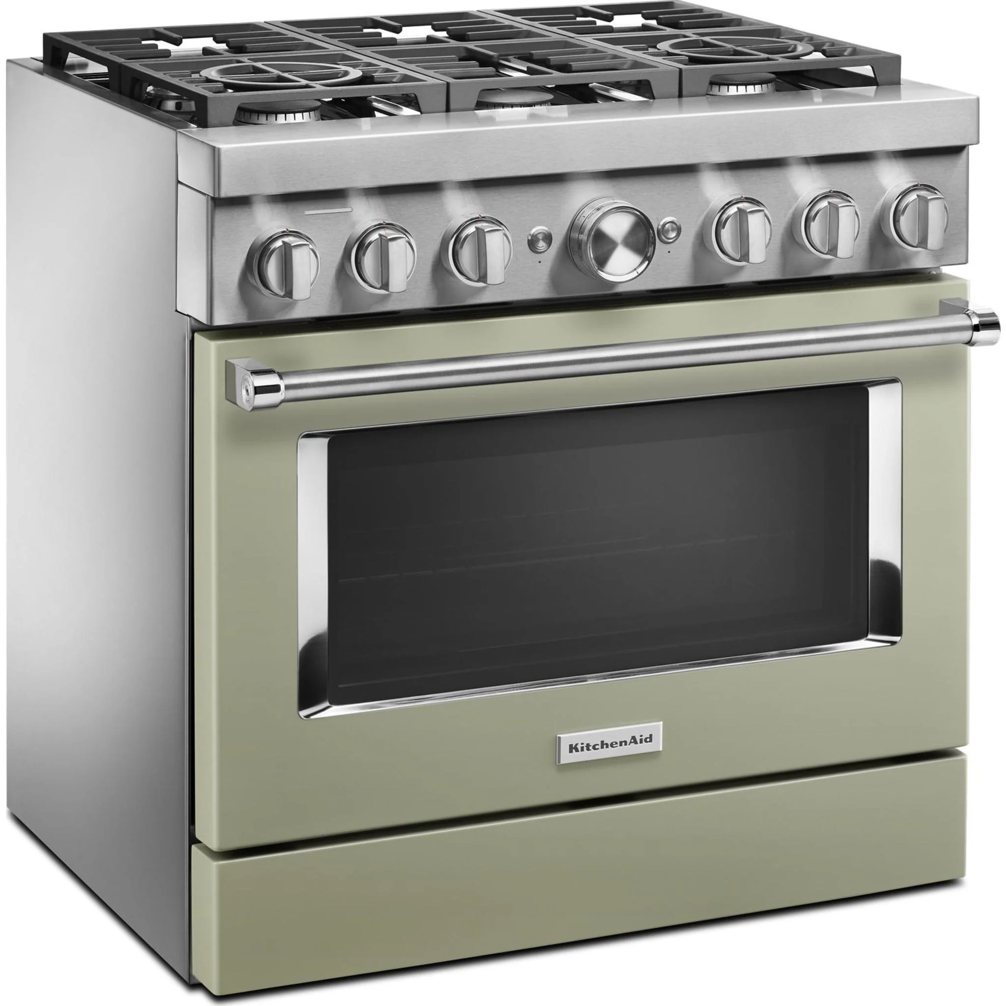 KitchenAid  36'' Smart Commercial-Style Dual Fuel Range with 6 Burners - Avocado Cream (KFDC506JAV) - Image 26