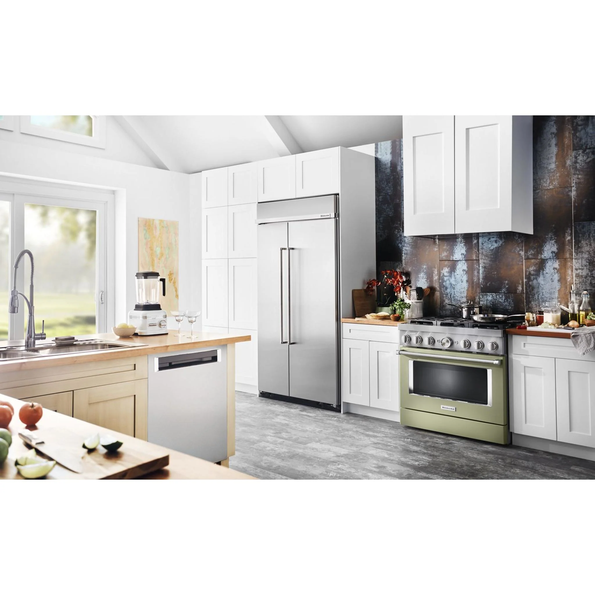 KitchenAid  36'' Smart Commercial-Style Dual Fuel Range with 6 Burners - Avocado Cream (KFDC506JAV) - Image 37