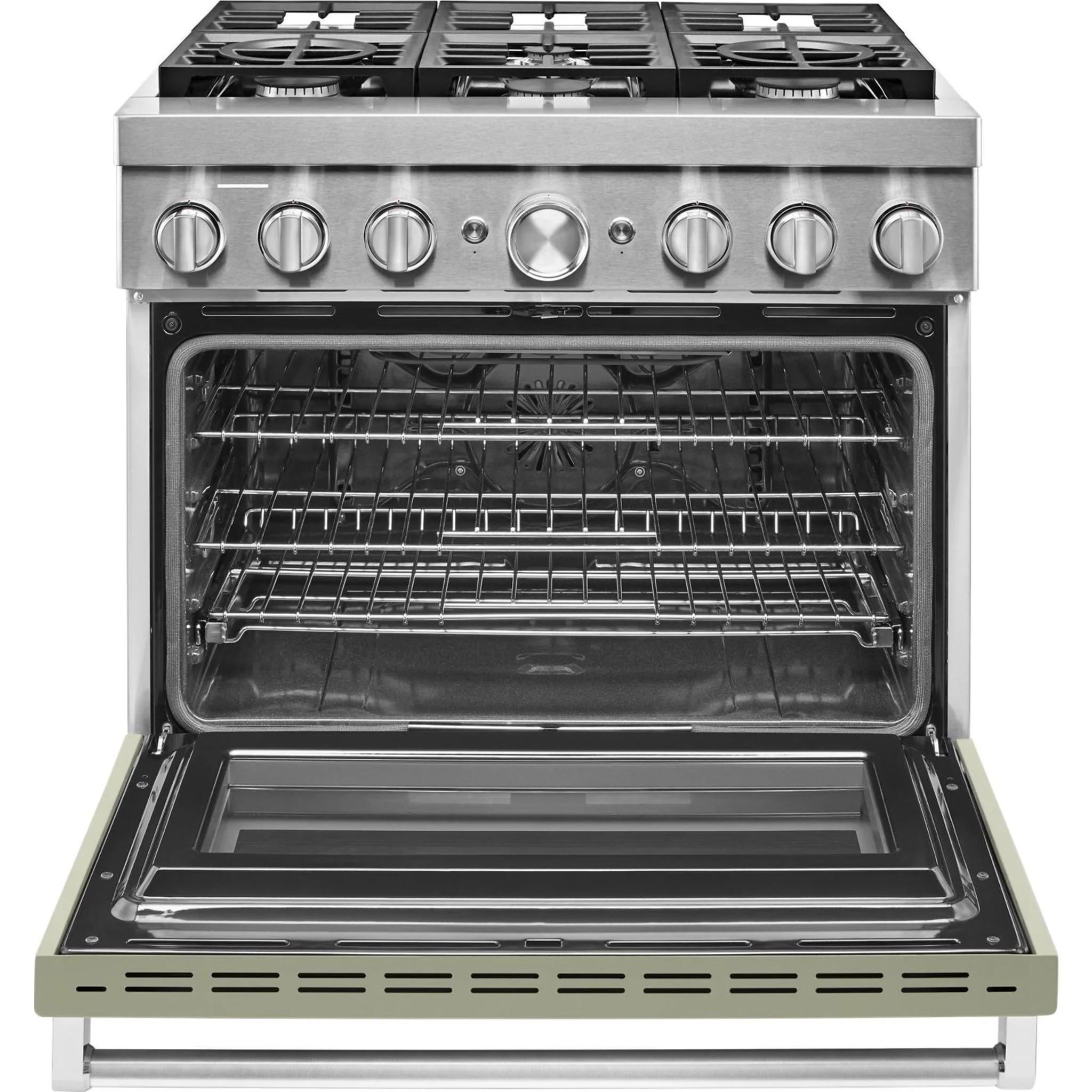 KitchenAid  36'' Smart Commercial-Style Dual Fuel Range with 6 Burners - Avocado Cream (KFDC506JAV) - Image 40