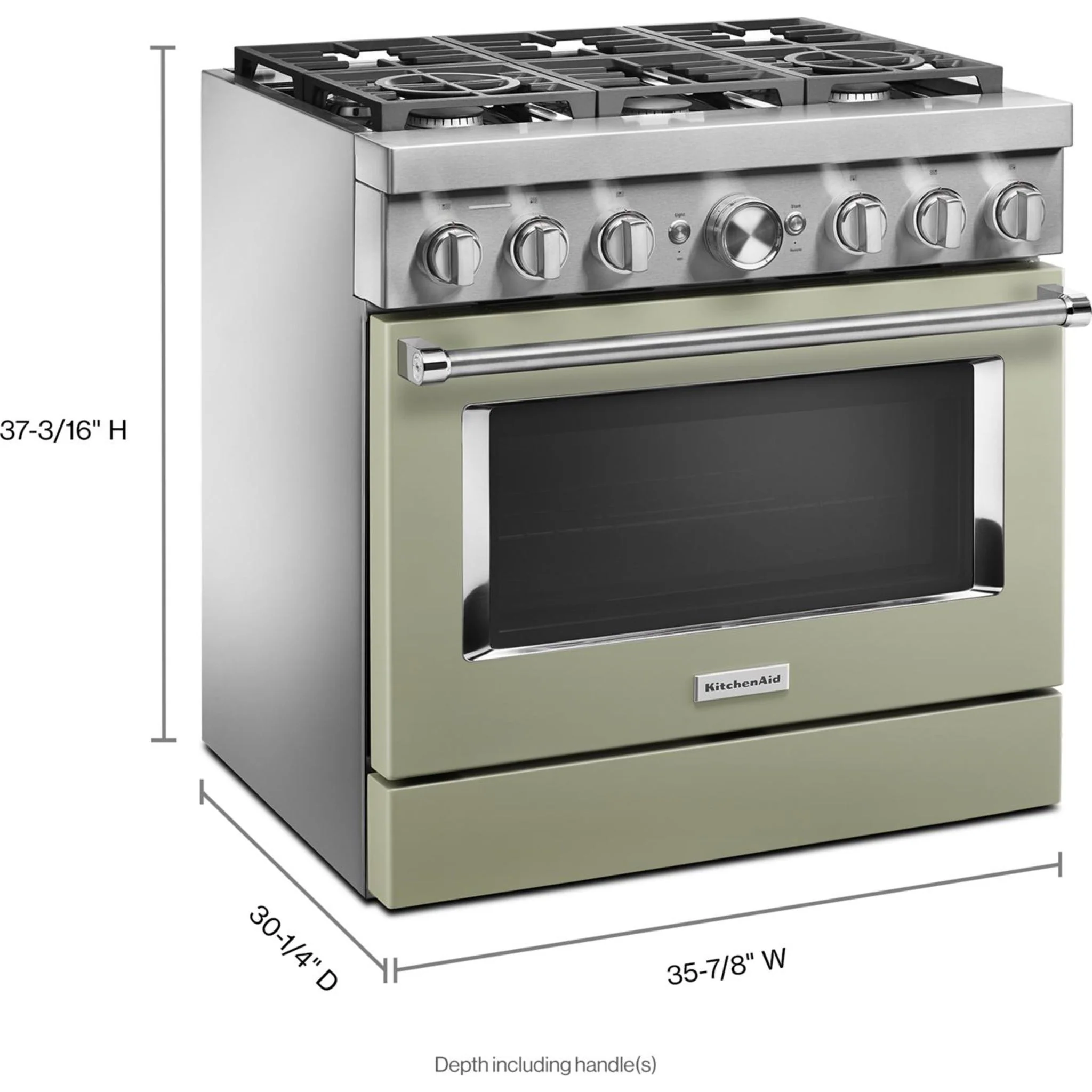 KitchenAid  36'' Smart Commercial-Style Dual Fuel Range with 6 Burners - Avocado Cream (KFDC506JAV) - Image 60