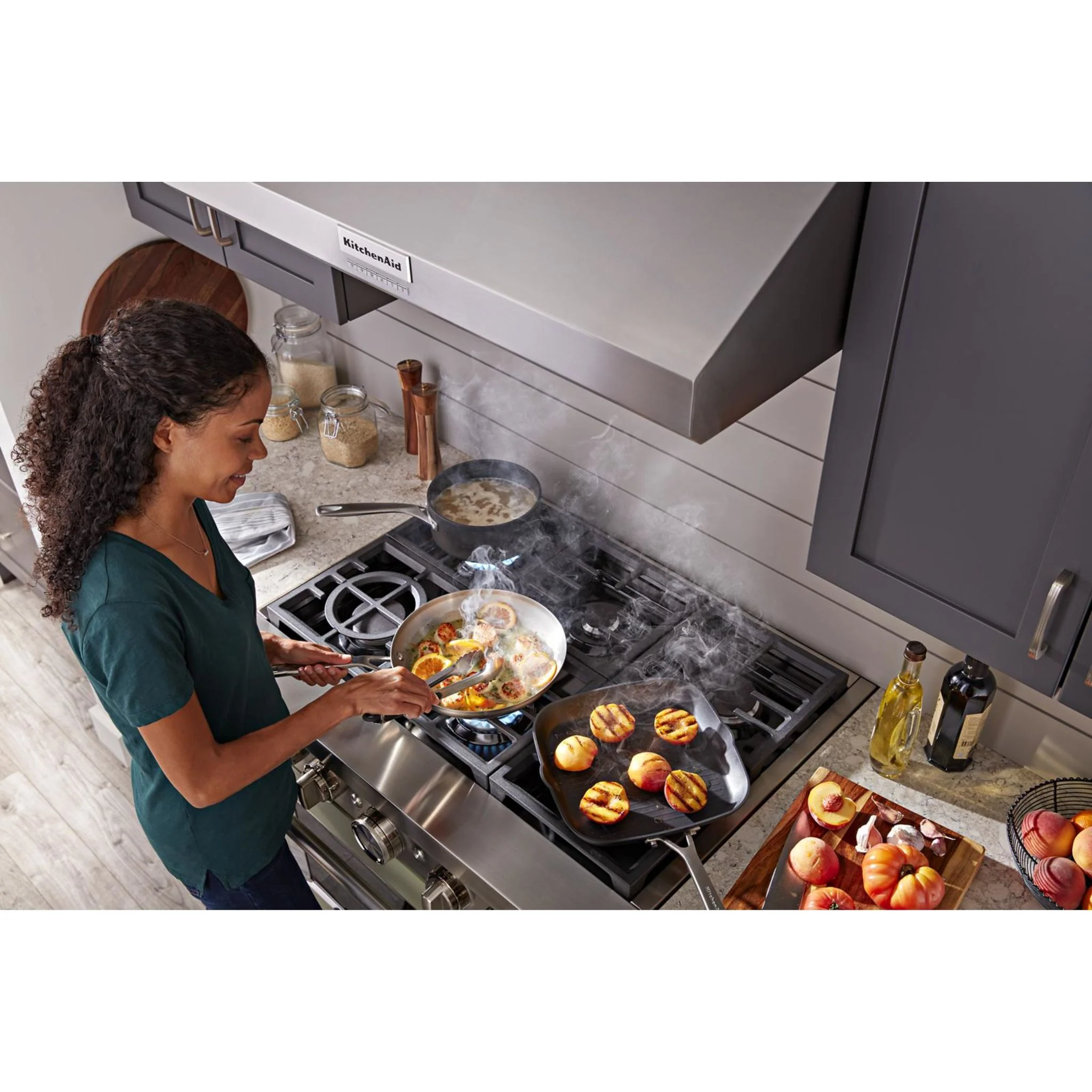 KitchenAid  36'' Smart Commercial-Style Dual Fuel Range with 6 Burners - Avocado Cream (KFDC506JAV) - Image 62