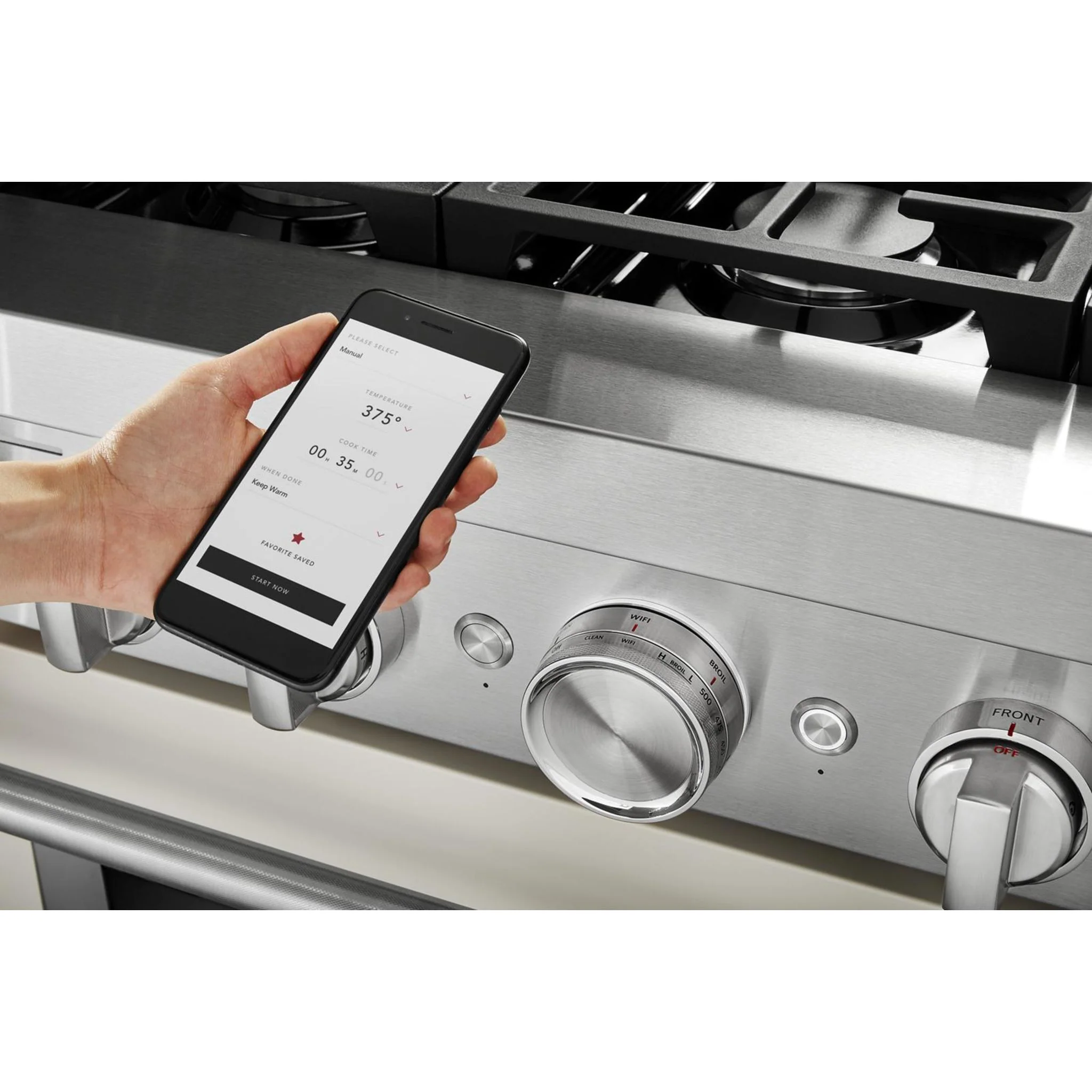 KitchenAid  36'' Smart Commercial-Style Dual Fuel Range with 6 Burners - Milkshake (KFDC506JMH) - Image 17