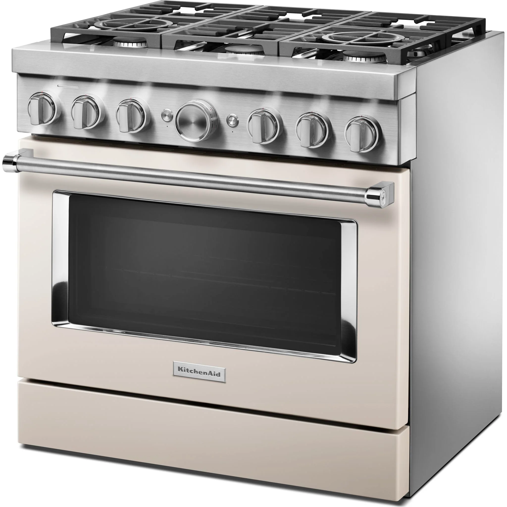 KitchenAid  36'' Smart Commercial-Style Dual Fuel Range with 6 Burners - Milkshake (KFDC506JMH) - Image 2