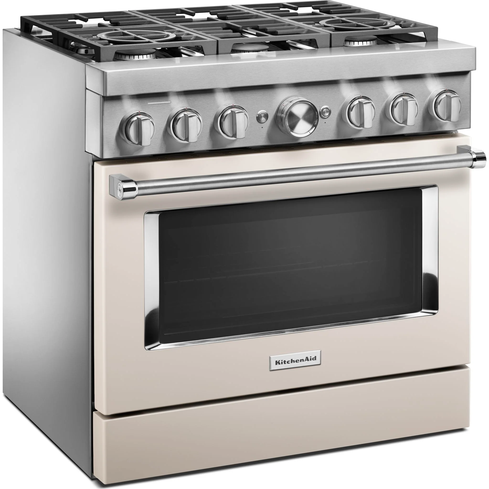KitchenAid  36'' Smart Commercial-Style Dual Fuel Range with 6 Burners - Milkshake (KFDC506JMH) - Image 3