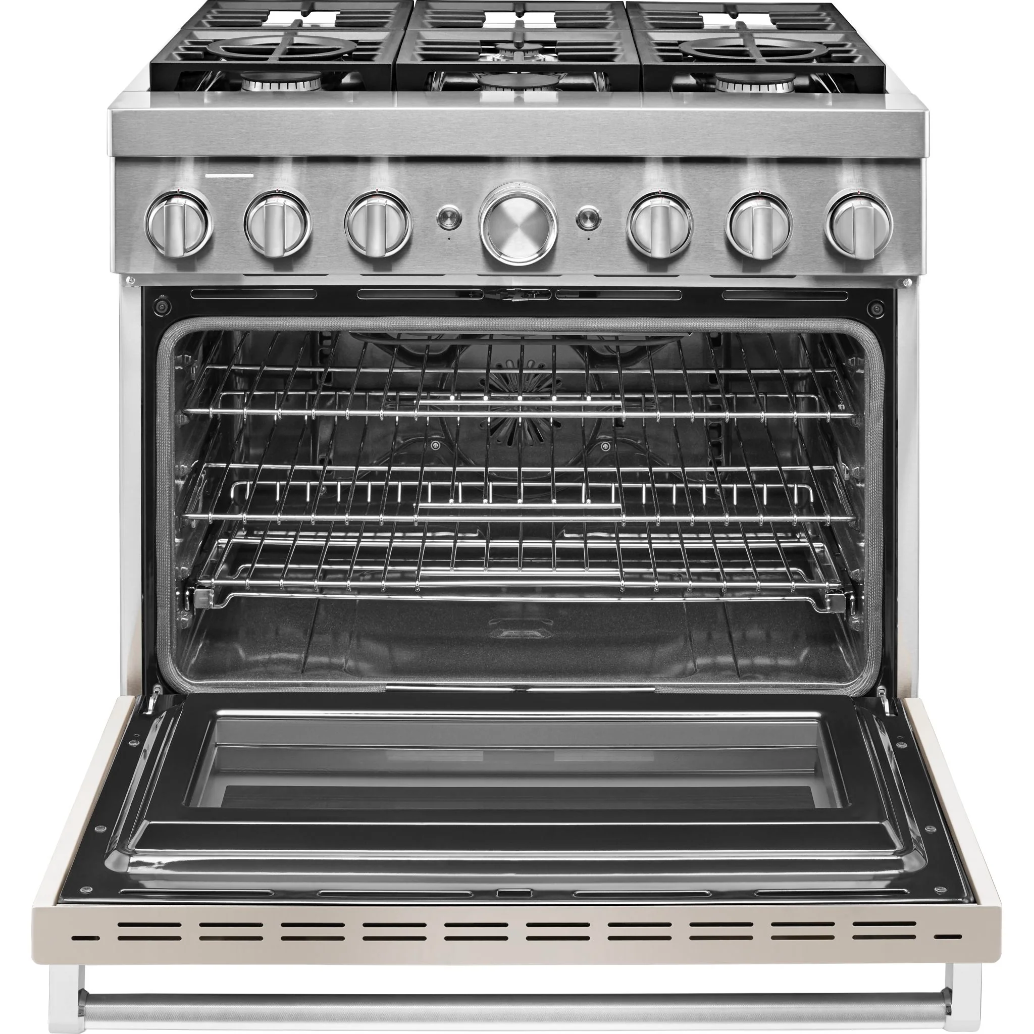 KitchenAid  36'' Smart Commercial-Style Dual Fuel Range with 6 Burners - Milkshake (KFDC506JMH) - Image 4