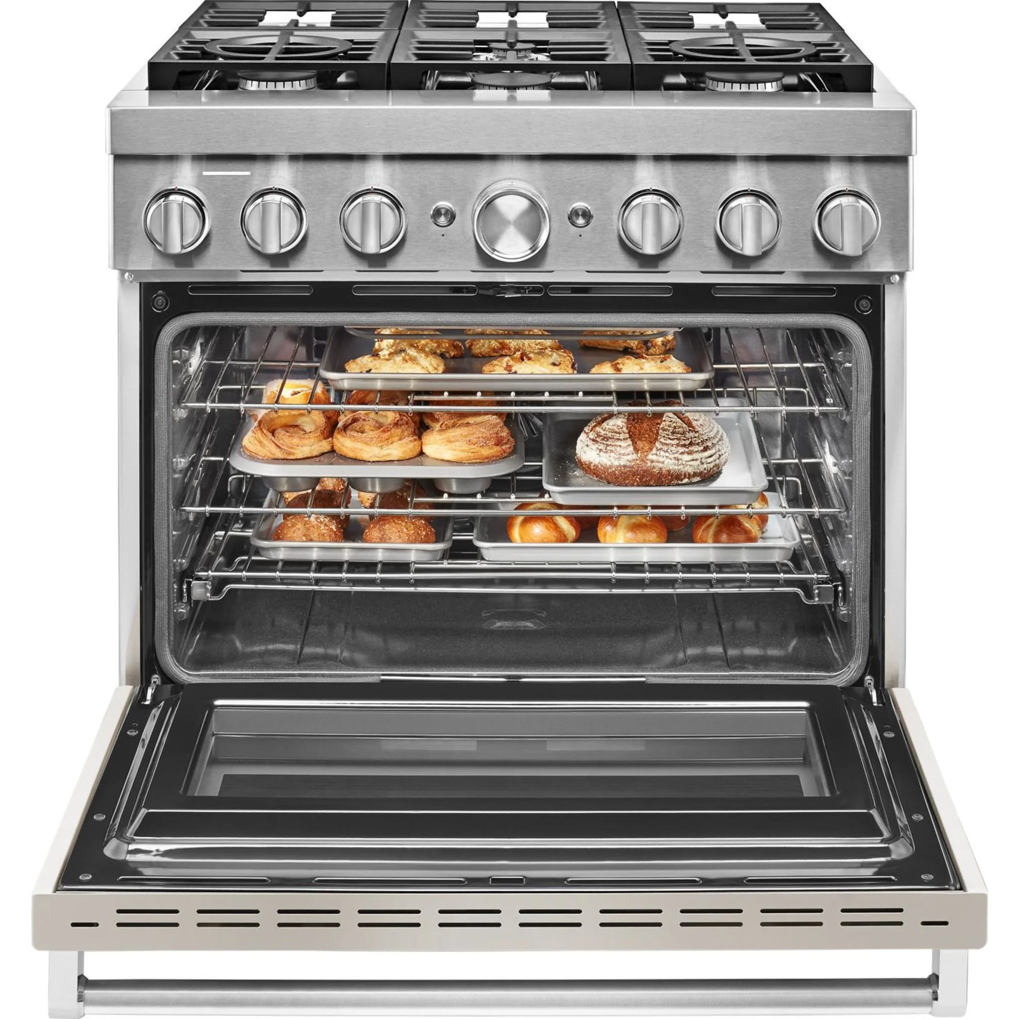 KitchenAid  36'' Smart Commercial-Style Dual Fuel Range with 6 Burners - Milkshake (KFDC506JMH) - Image 55