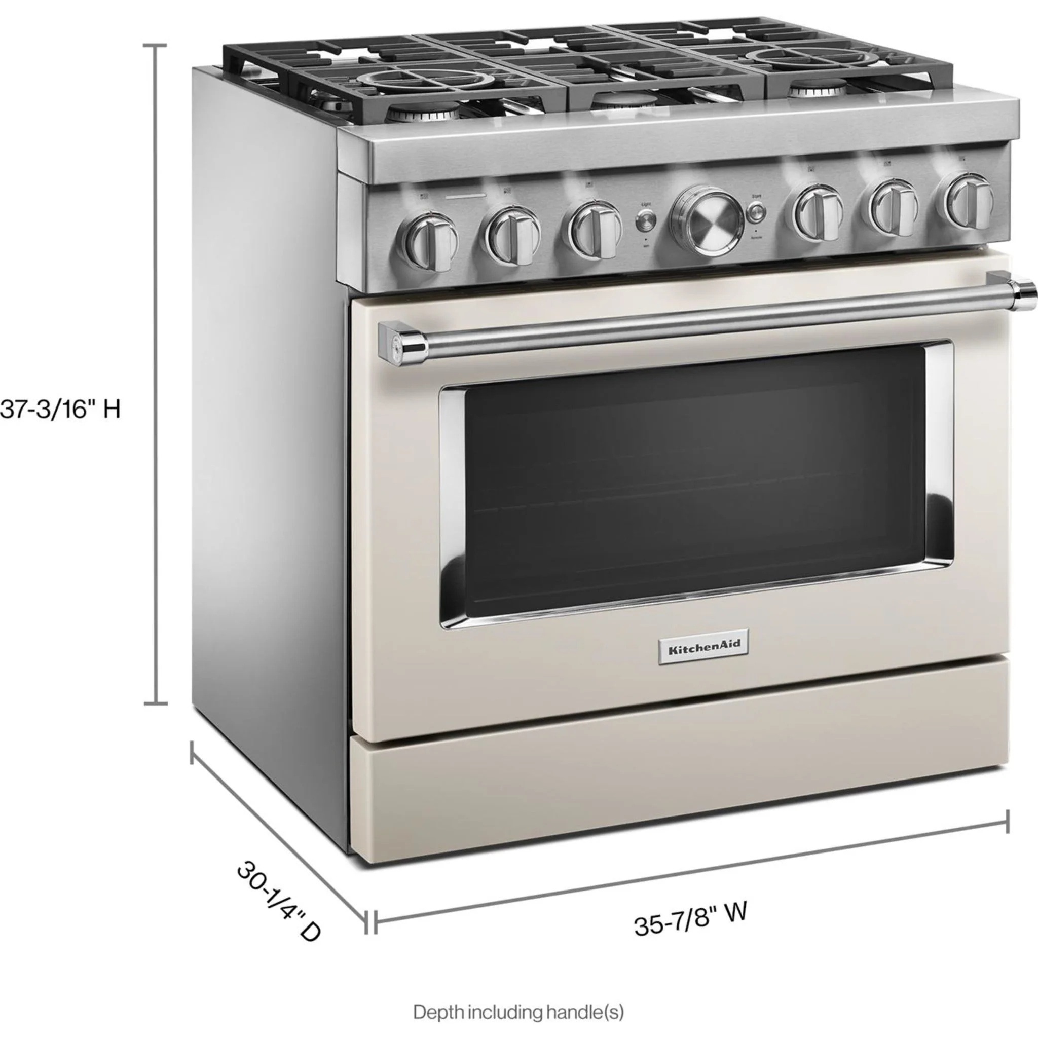 KitchenAid  36'' Smart Commercial-Style Dual Fuel Range with 6 Burners - Milkshake (KFDC506JMH) - Image 60