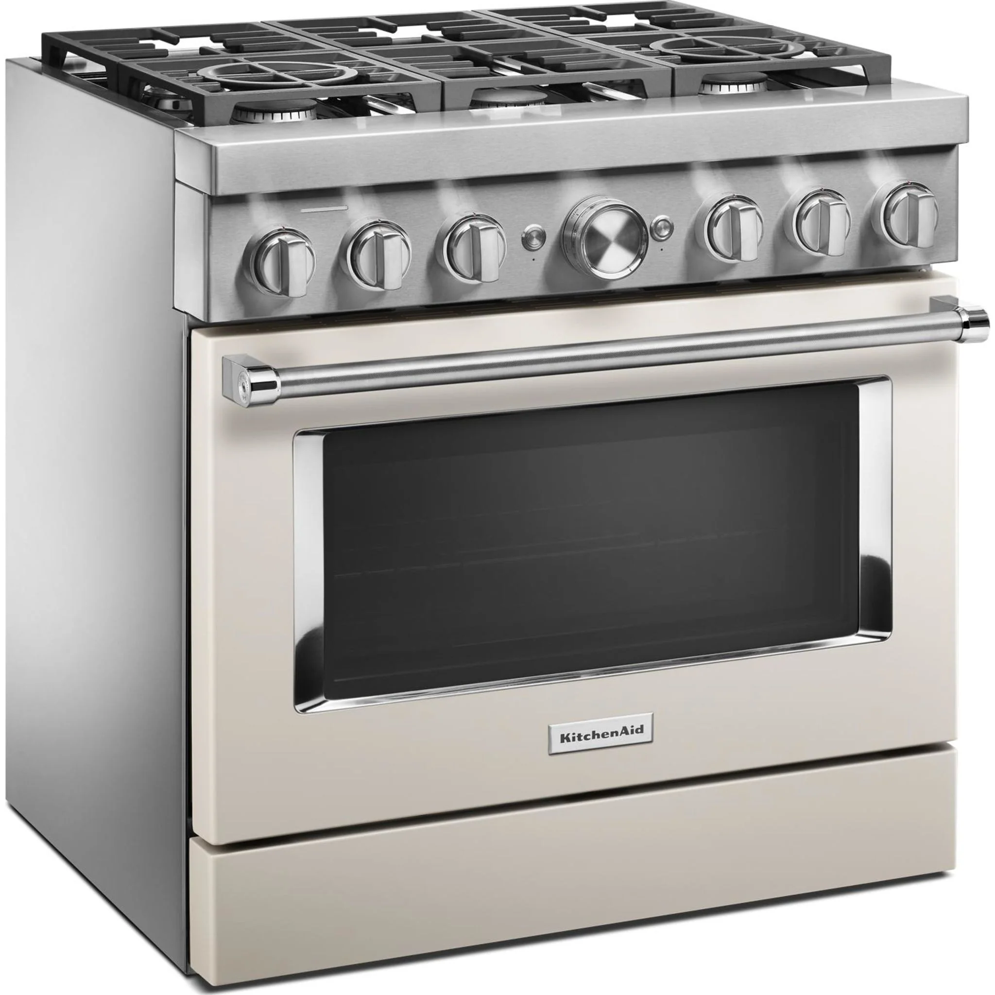 KitchenAid  36'' Smart Commercial-Style Dual Fuel Range with 6 Burners - Milkshake (KFDC506JMH) - Image 8