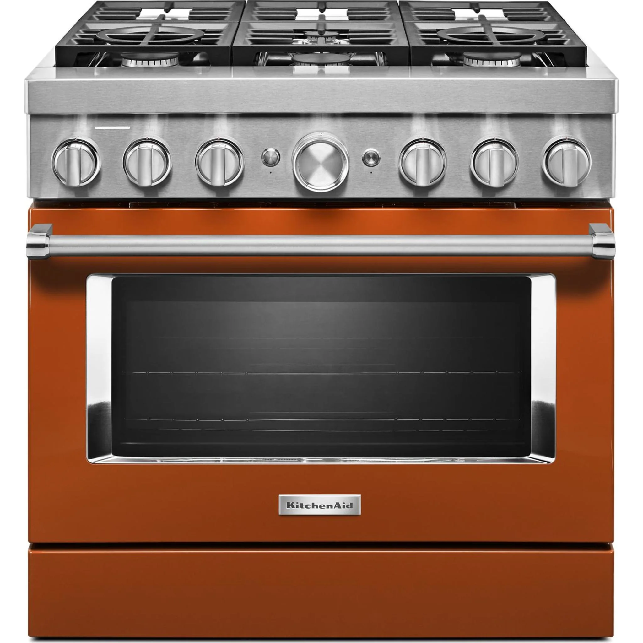 KitchenAid  36'' Smart Commercial-Style Dual Fuel Range with 6 Burners - Scorched Orange (KFDC506JSC) - Image 17