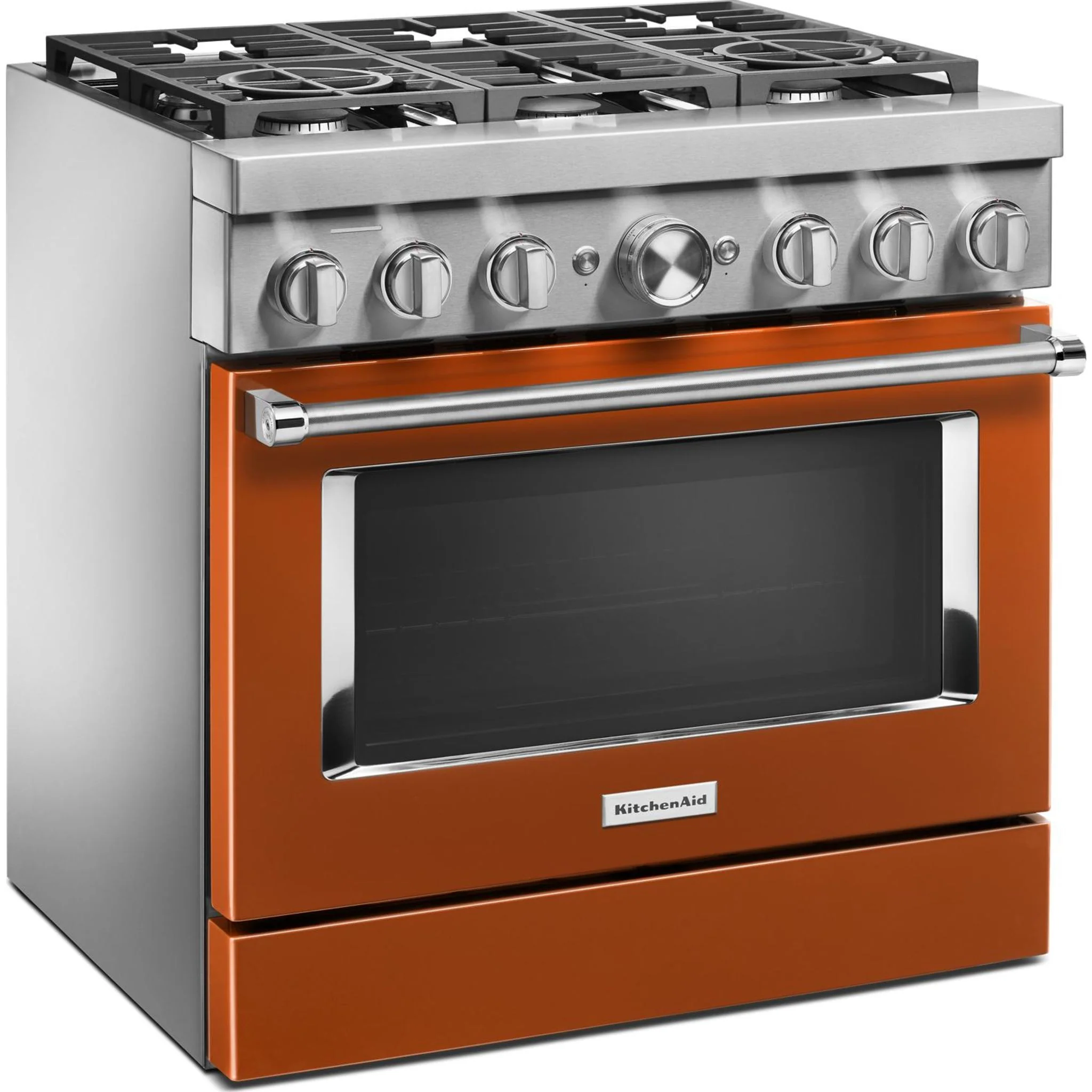 KitchenAid  36'' Smart Commercial-Style Dual Fuel Range with 6 Burners - Scorched Orange (KFDC506JSC) - Image 19