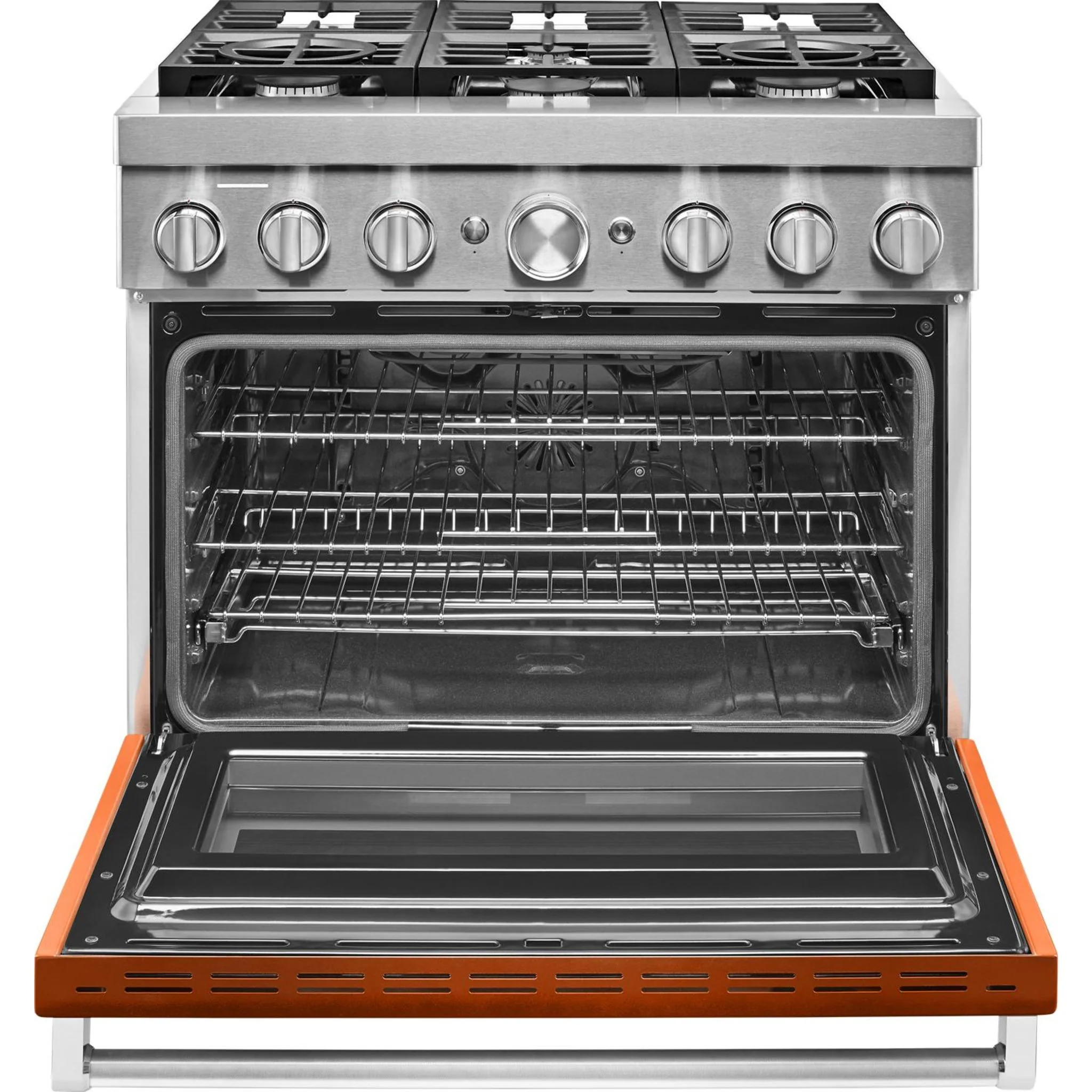 KitchenAid  36'' Smart Commercial-Style Dual Fuel Range with 6 Burners - Scorched Orange (KFDC506JSC) - Image 26