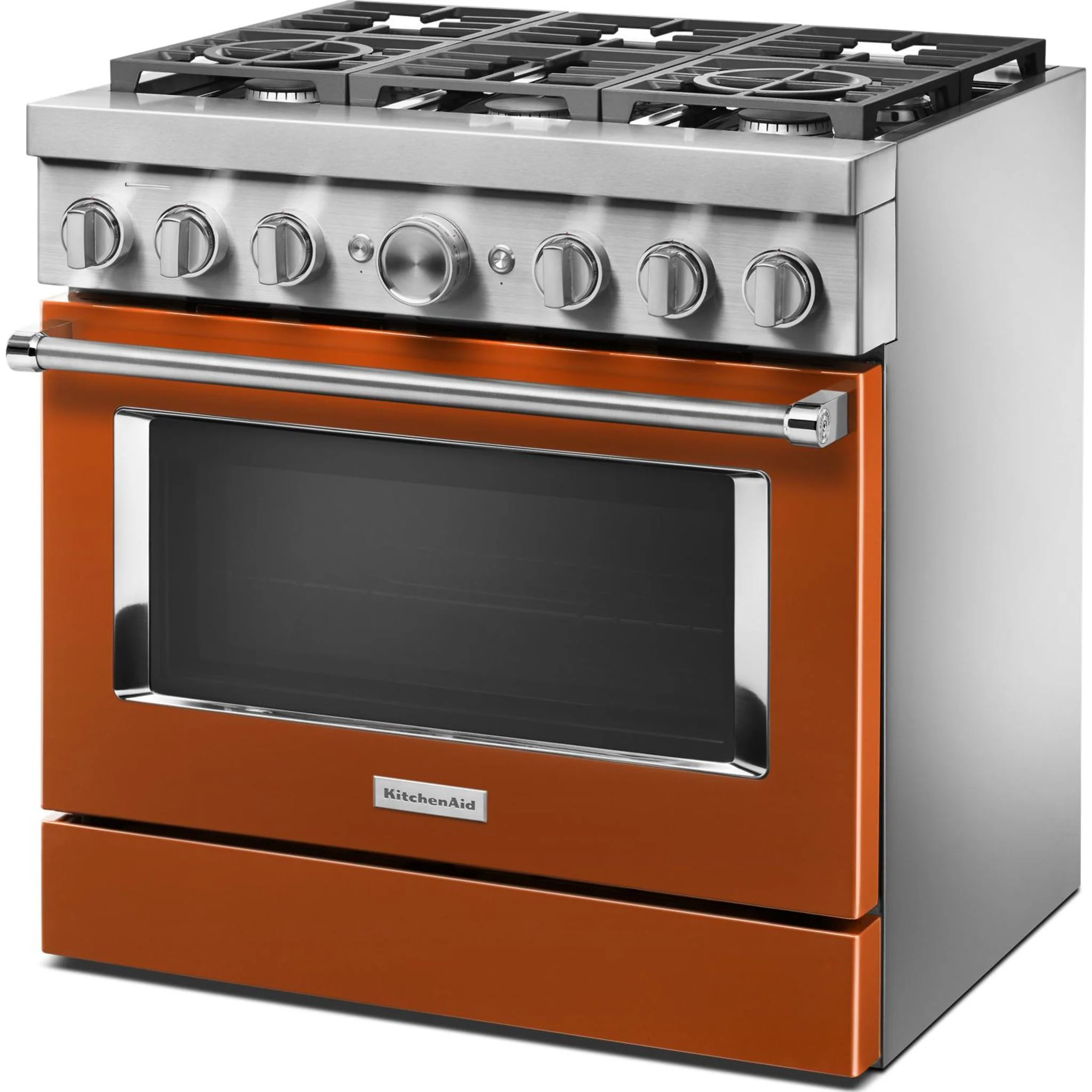 KitchenAid  36'' Smart Commercial-Style Dual Fuel Range with 6 Burners - Scorched Orange (KFDC506JSC) - Image 4