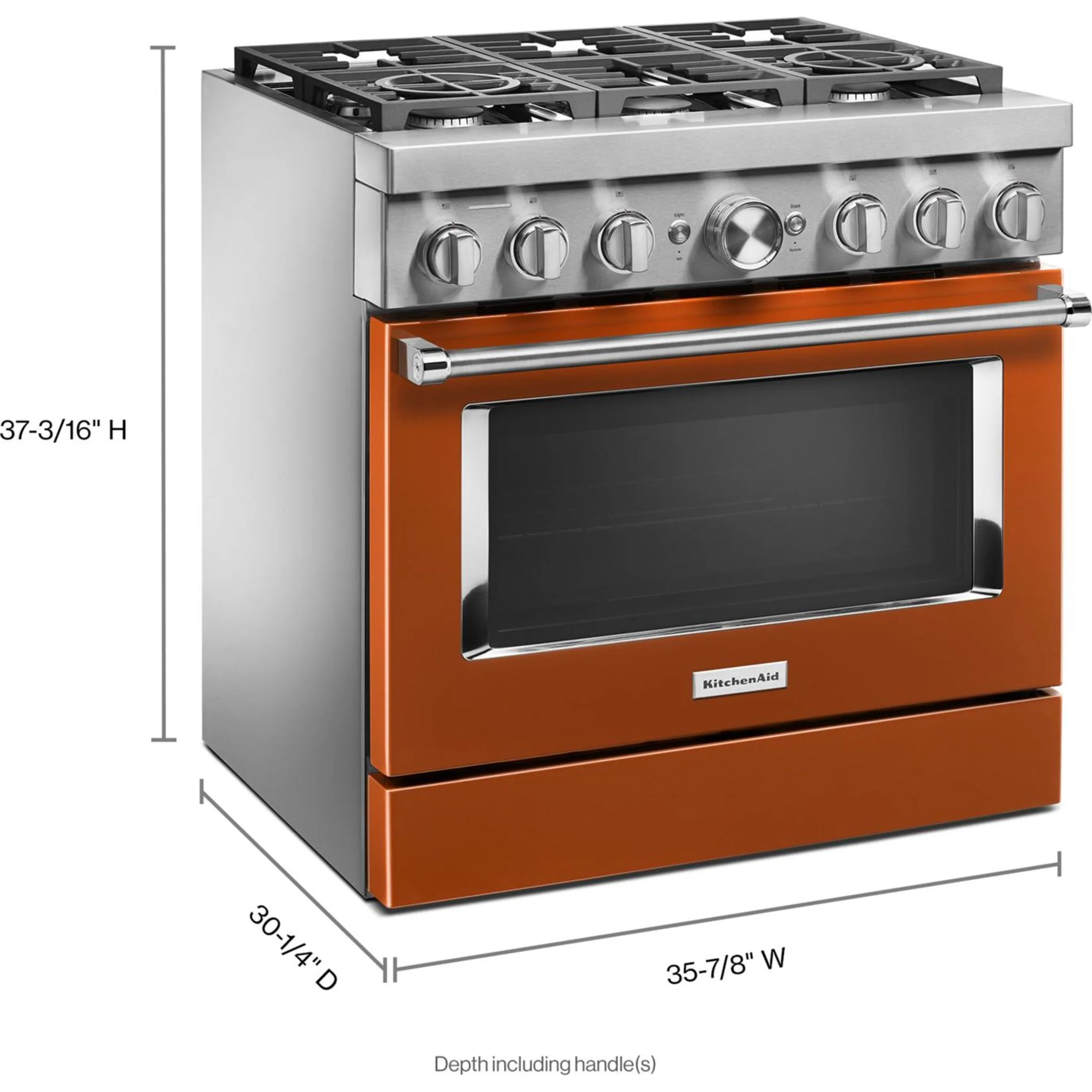 KitchenAid  36'' Smart Commercial-Style Dual Fuel Range with 6 Burners - Scorched Orange (KFDC506JSC) - Image 54