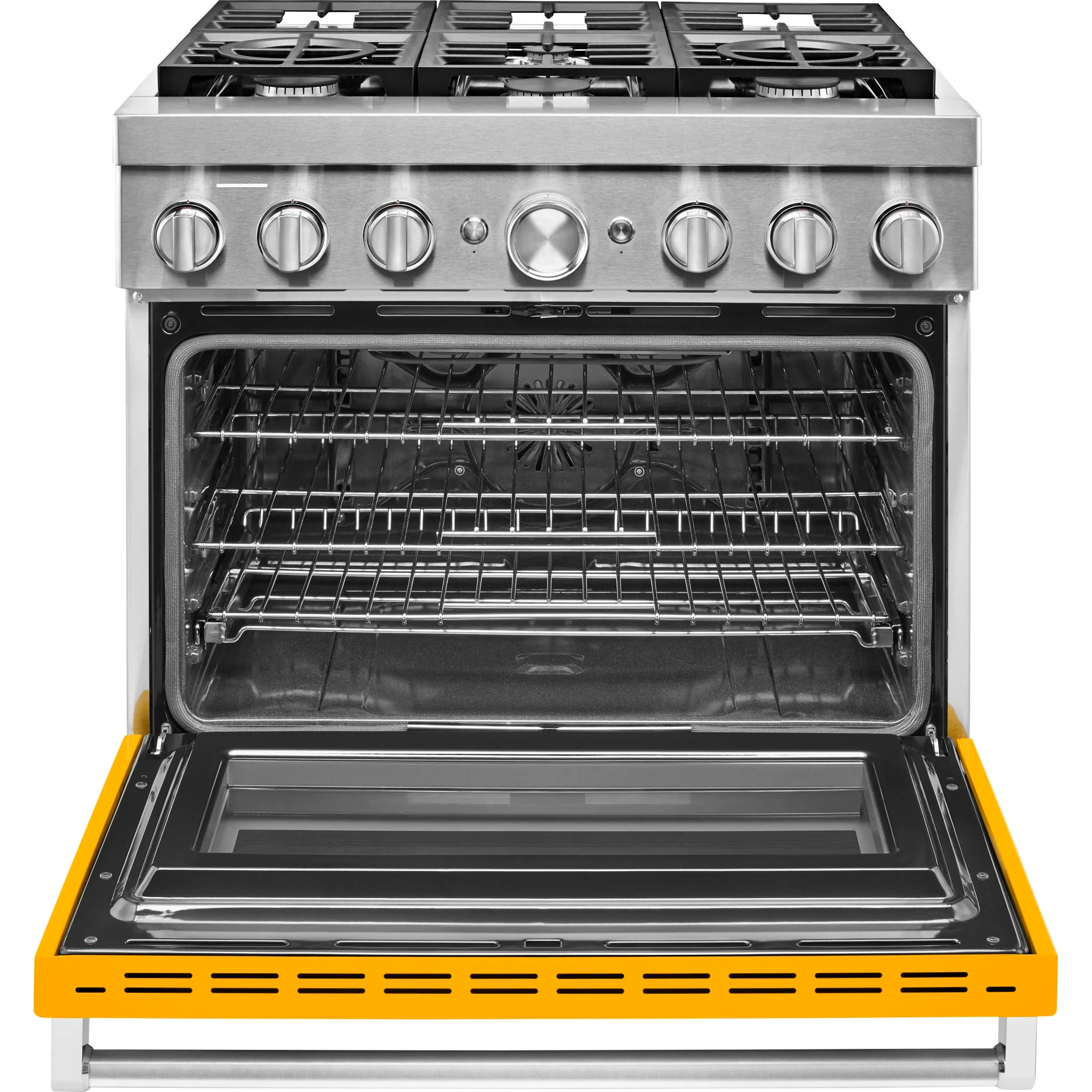 KitchenAid  36'' Smart Commercial-Style Dual Fuel Range with 6 Burners - Yellow Pepper (KFDC506JYP) - Image 2