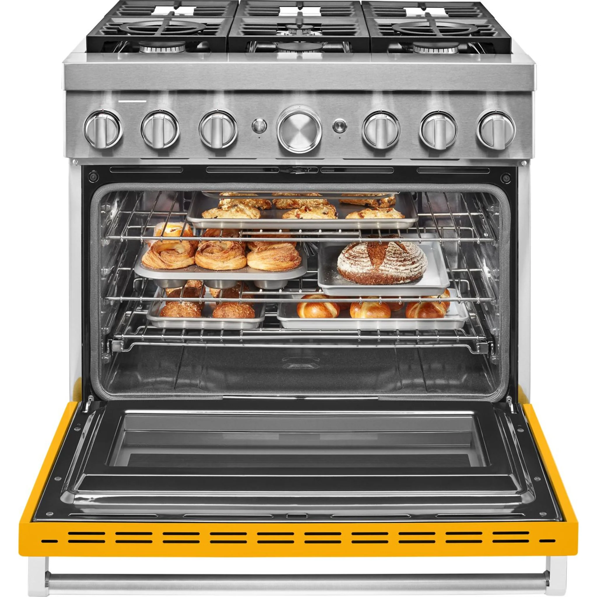 KitchenAid  36'' Smart Commercial-Style Dual Fuel Range with 6 Burners - Yellow Pepper (KFDC506JYP) - Image 36