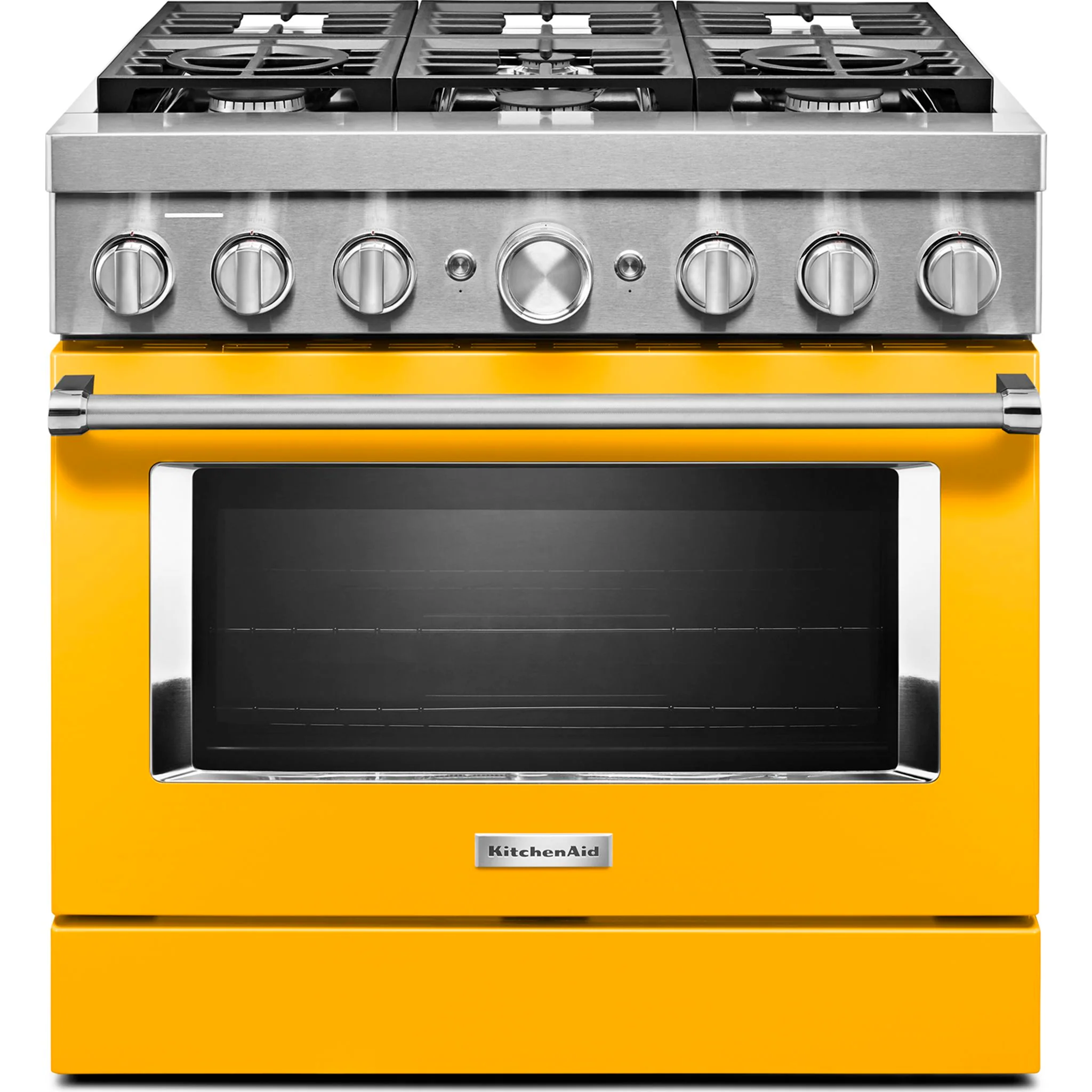KitchenAid  36'' Smart Commercial-Style Dual Fuel Range with 6 Burners - Yellow Pepper (KFDC506JYP) - Image 4
