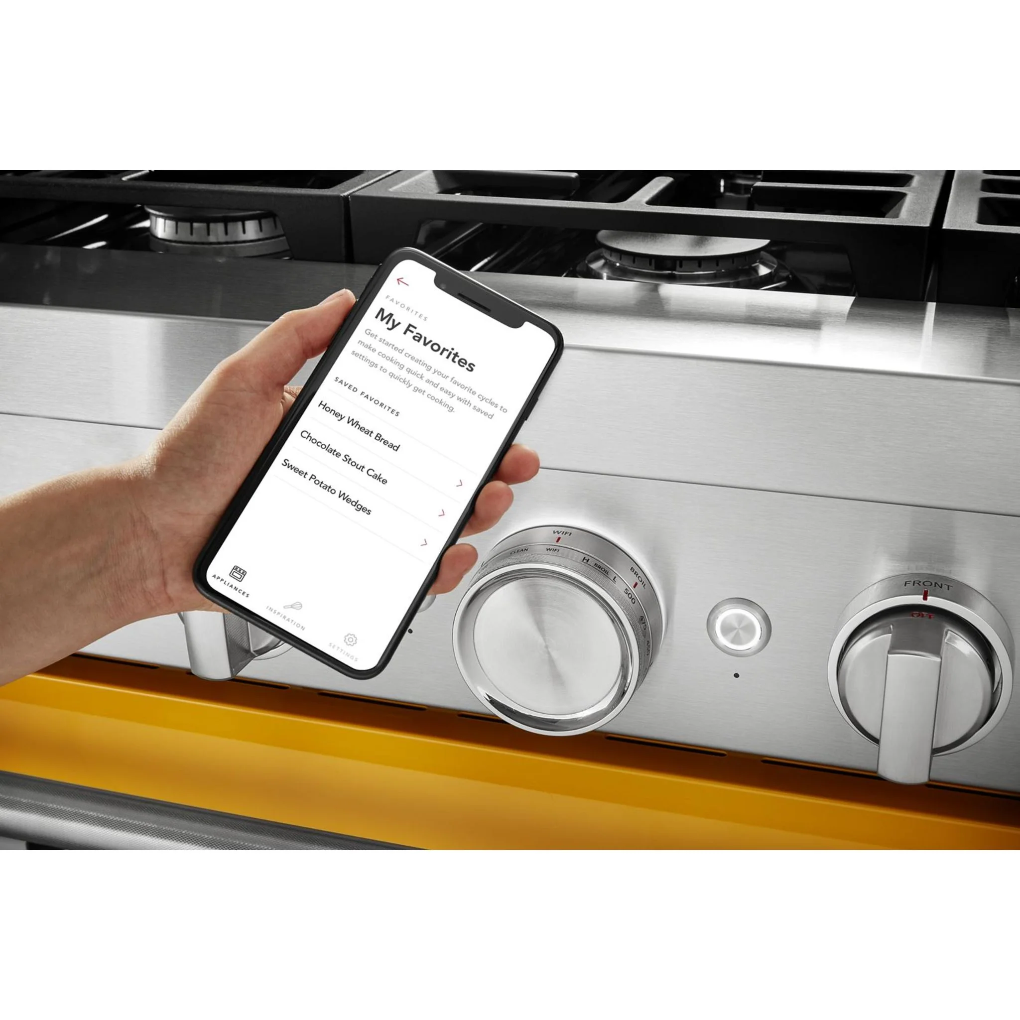 KitchenAid  36'' Smart Commercial-Style Dual Fuel Range with 6 Burners - Yellow Pepper (KFDC506JYP) - Image 50