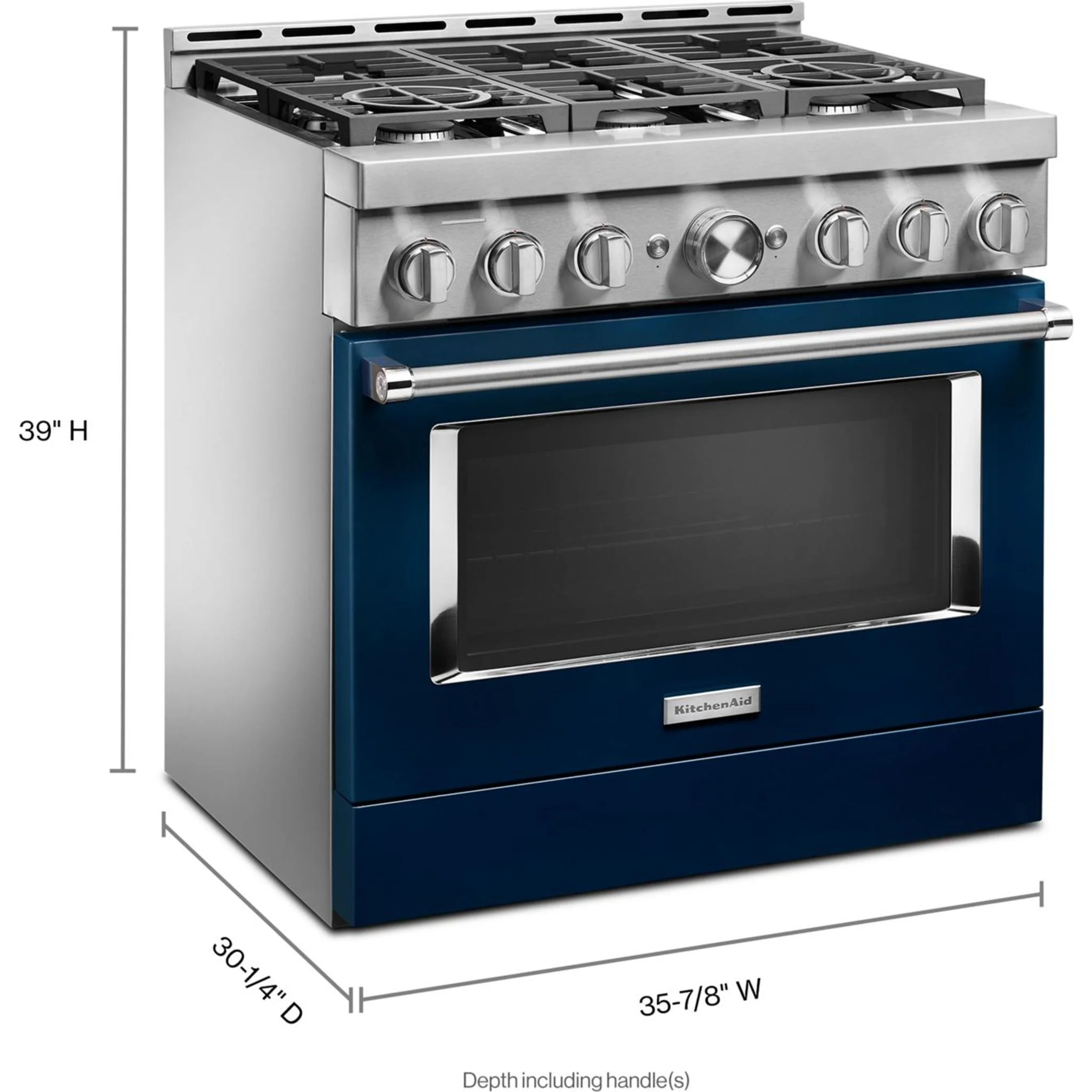 KitchenAid  36'' Smart Commercial-Style Gas Range with 6 Burners - Ink Blue (KFGC506JIB) - Image 4