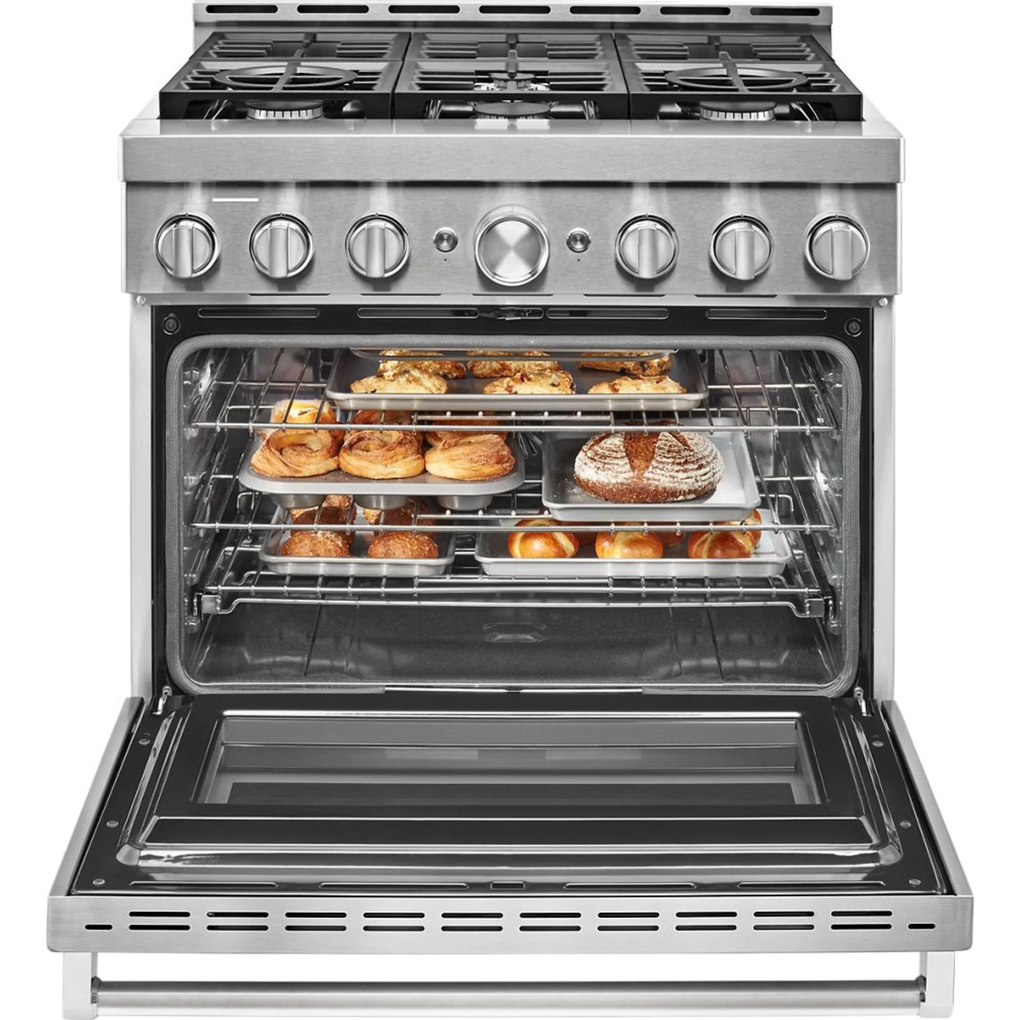 KitchenAid  36'' Smart Commercial-Style Gas Range with 6 Burners - Milkshake (KFGC506JMH) - Image 15