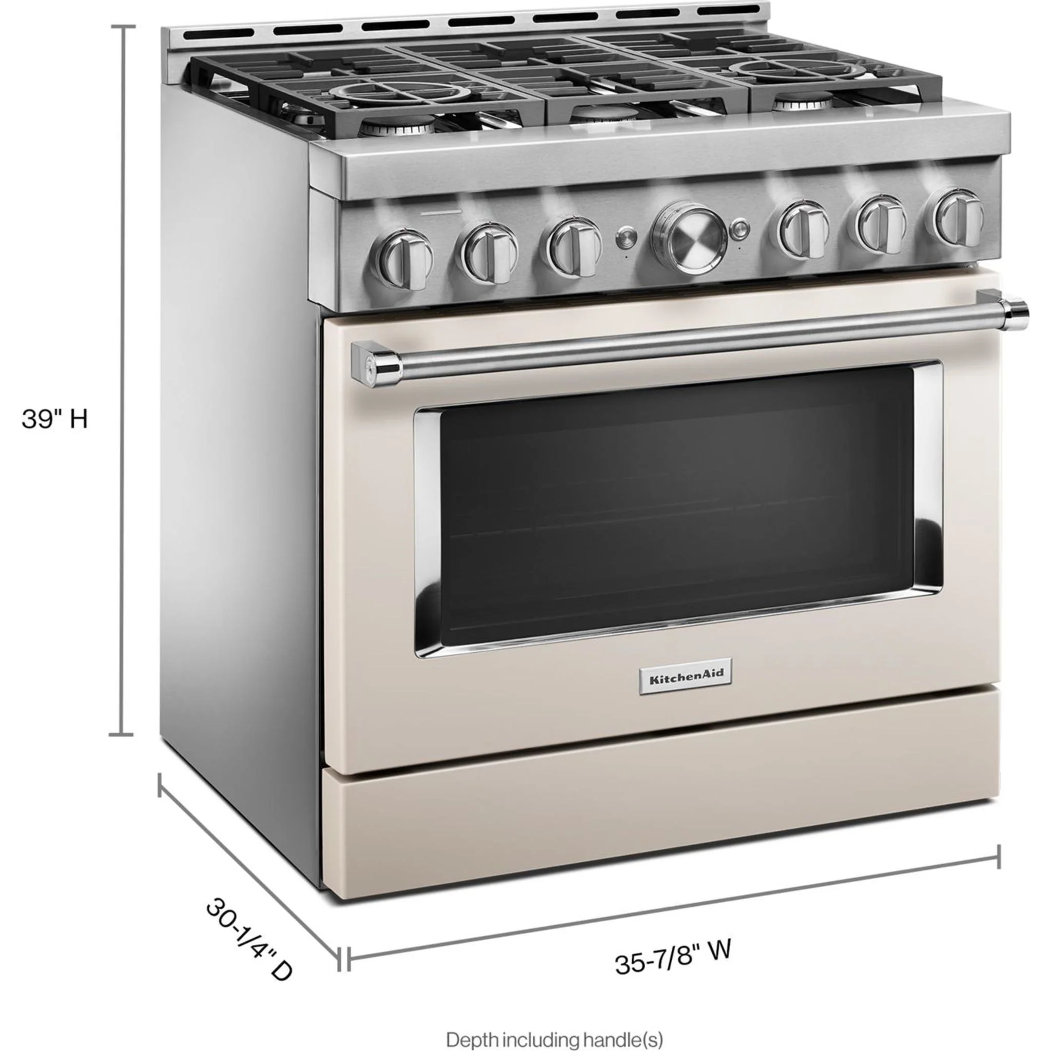 KitchenAid  36'' Smart Commercial-Style Gas Range with 6 Burners - Milkshake (KFGC506JMH) - Image 3