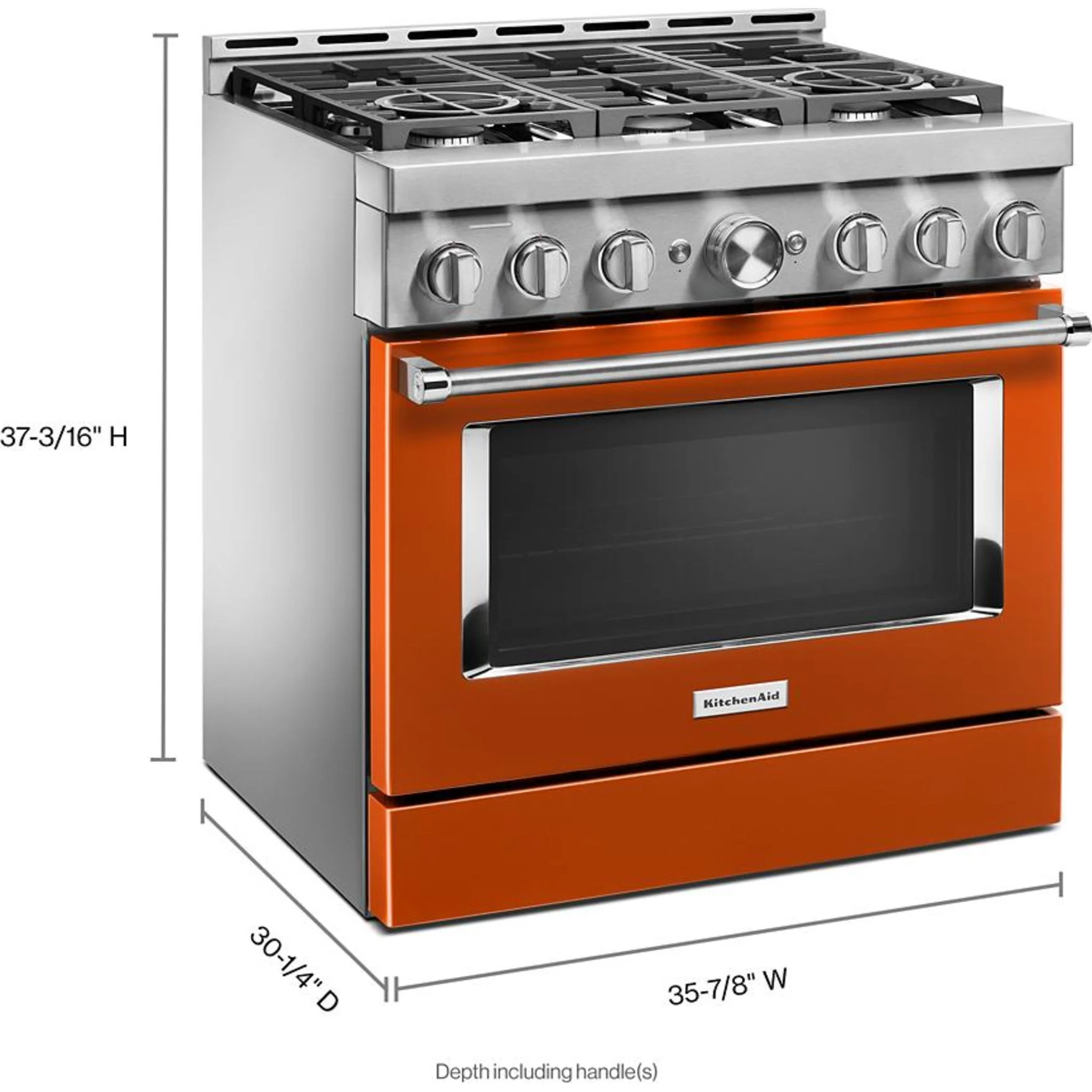 KitchenAid  36'' Smart Commercial-Style Gas Range with 6 Burners - Scorched Orange (KFGC506JSC) - Image 2
