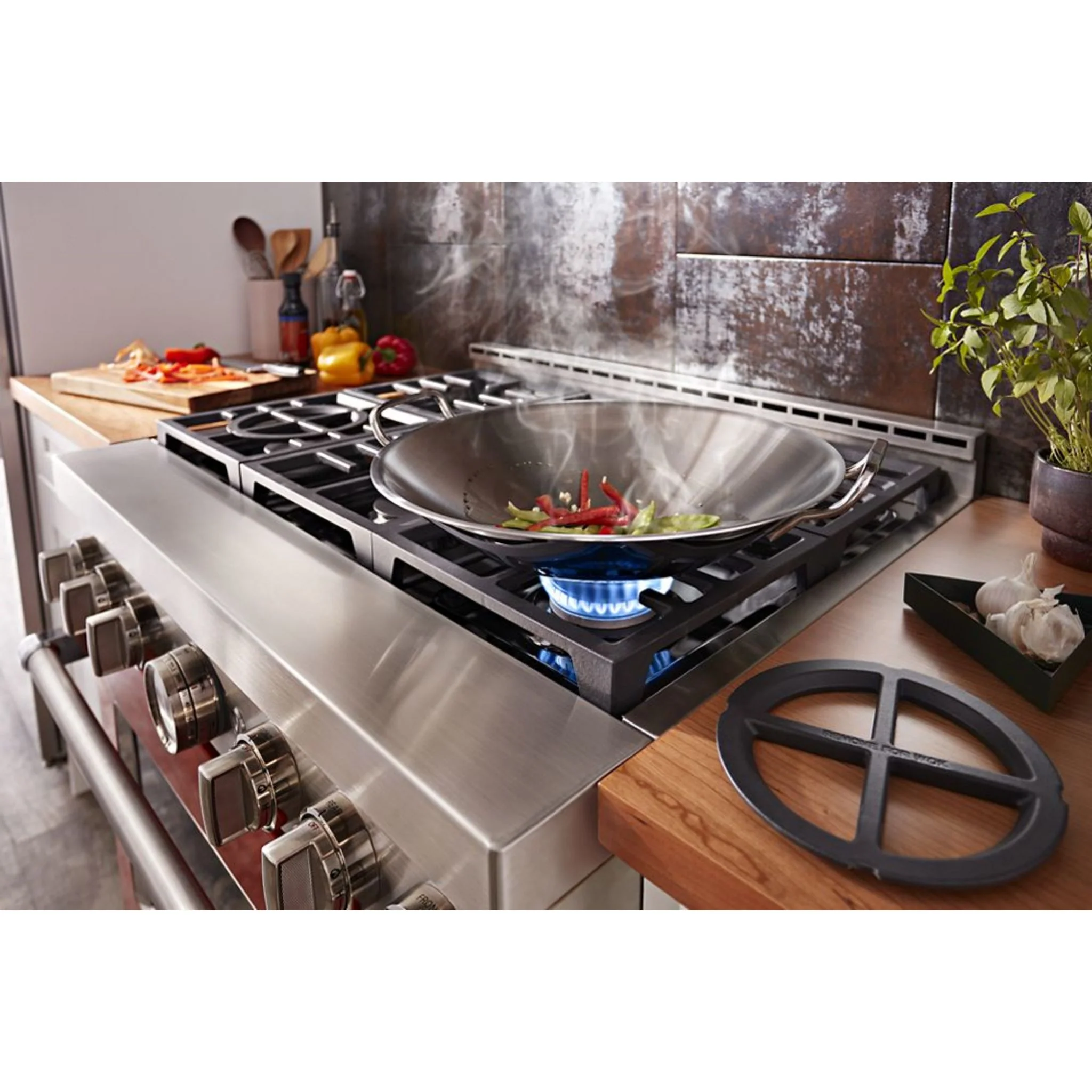 KitchenAid  36'' Smart Commercial-Style Gas Range with 6 Burners - Scorched Orange (KFGC506JSC) - Image 39