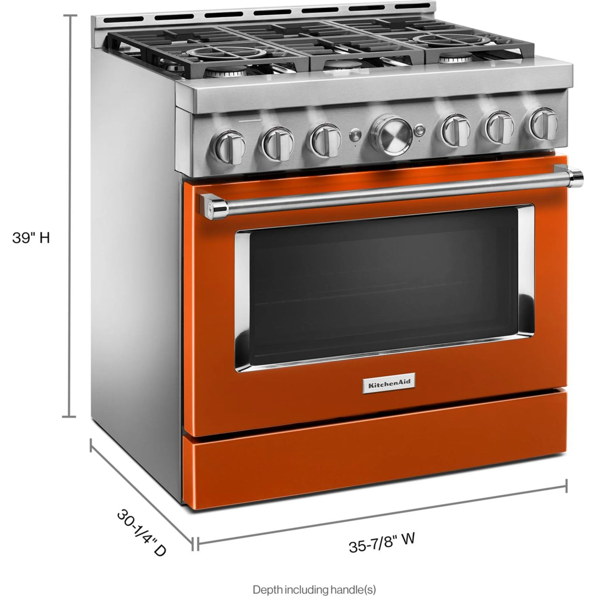KitchenAid  36'' Smart Commercial-Style Gas Range with 6 Burners - Scorched Orange (KFGC506JSC) - Image 4