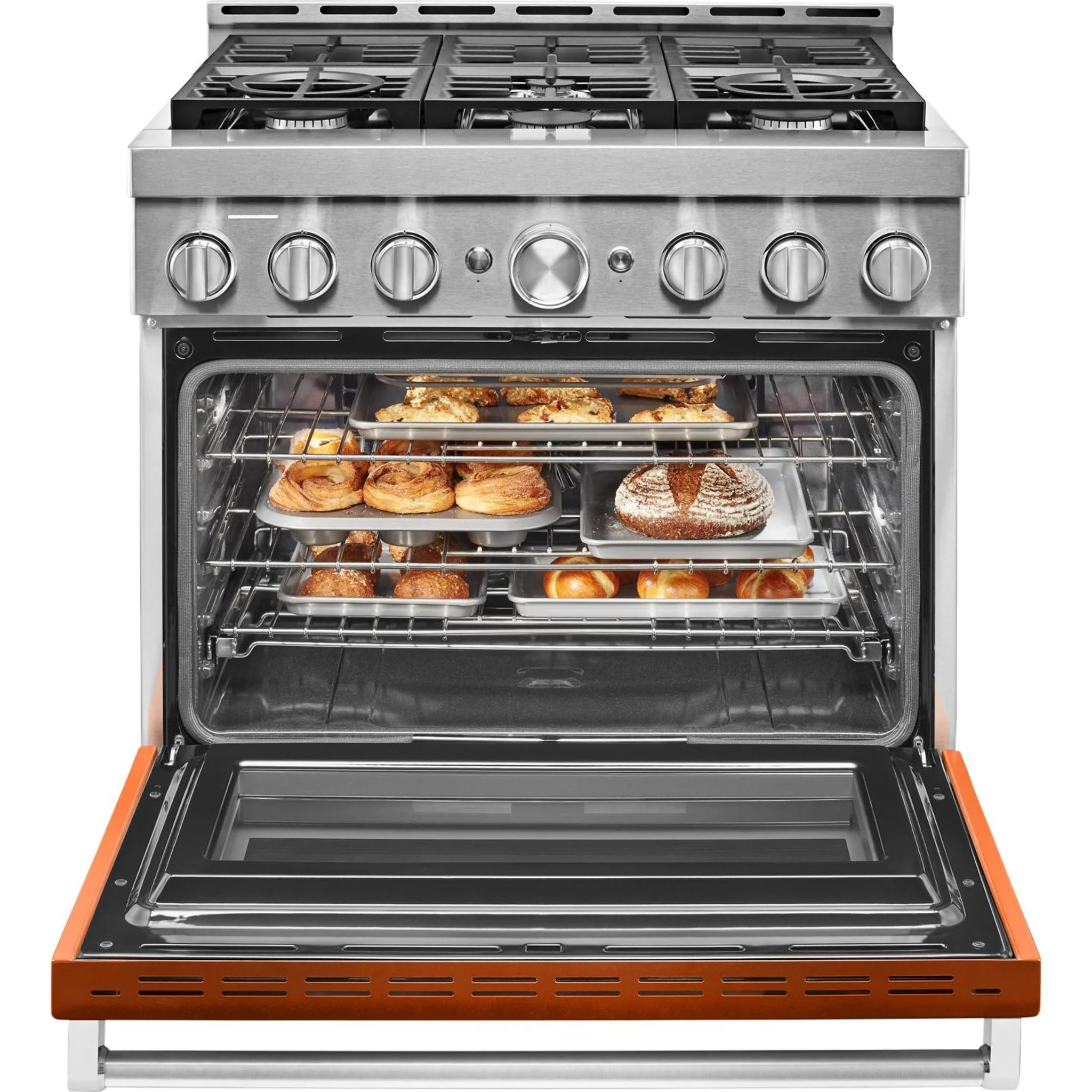 KitchenAid  36'' Smart Commercial-Style Gas Range with 6 Burners - Scorched Orange (KFGC506JSC) - Image 48
